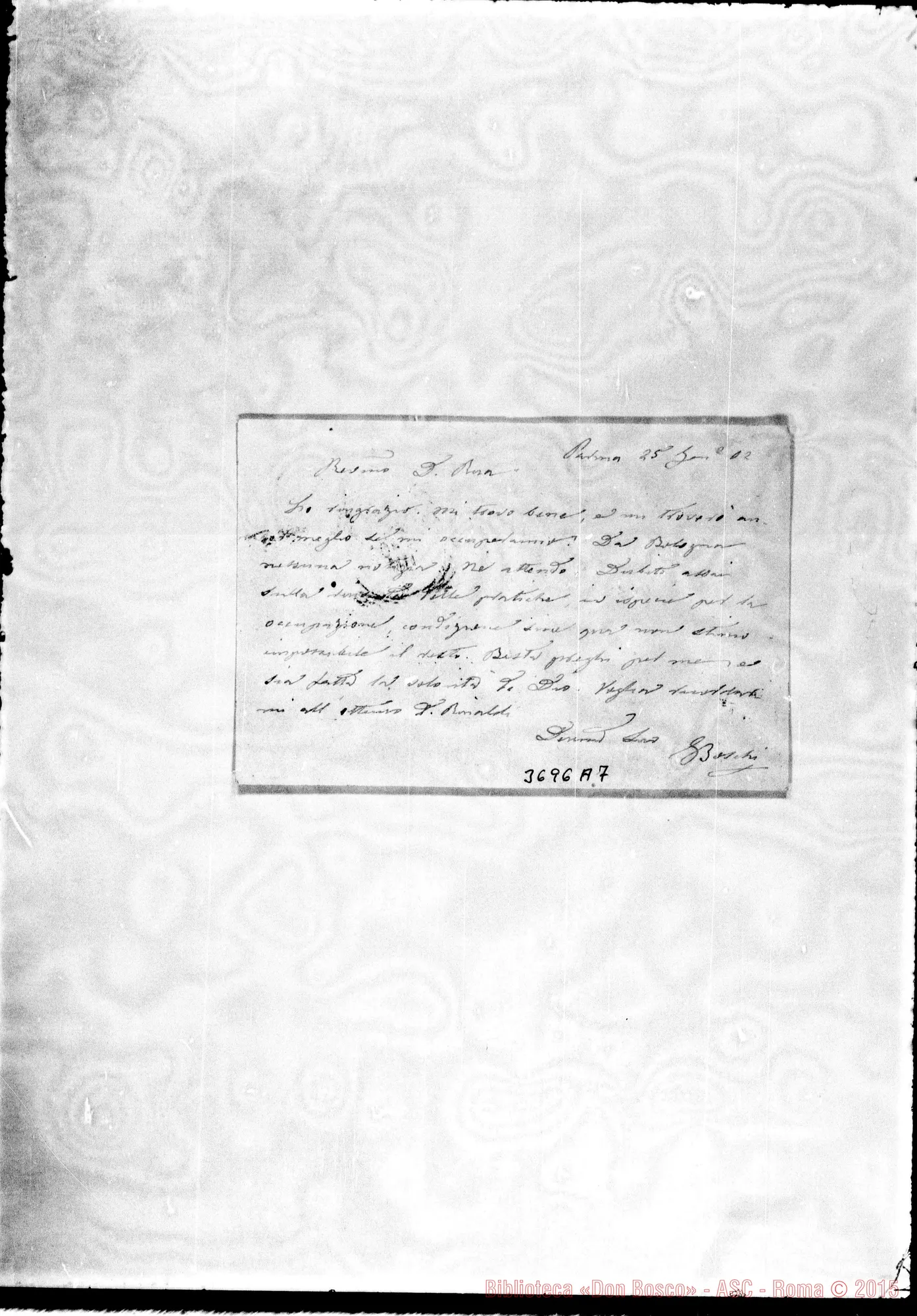 Fotogramma A 7 — Boschi Carlo, SDB Parma, 25-01-1902 Autogr. Rua
