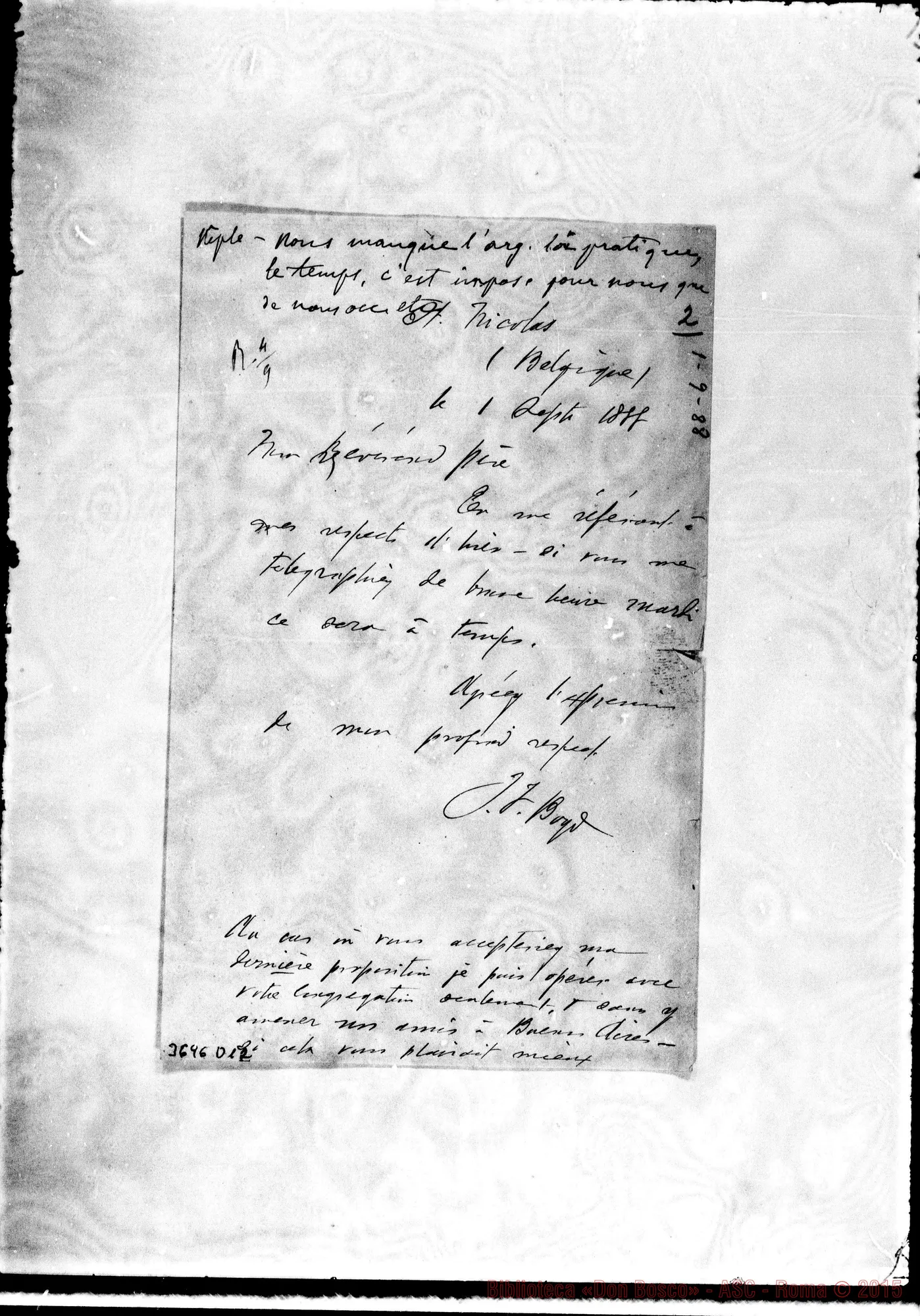 Fotogramma D 12 — « St. Nicolas, 1-09-1888 Autogr. Rua