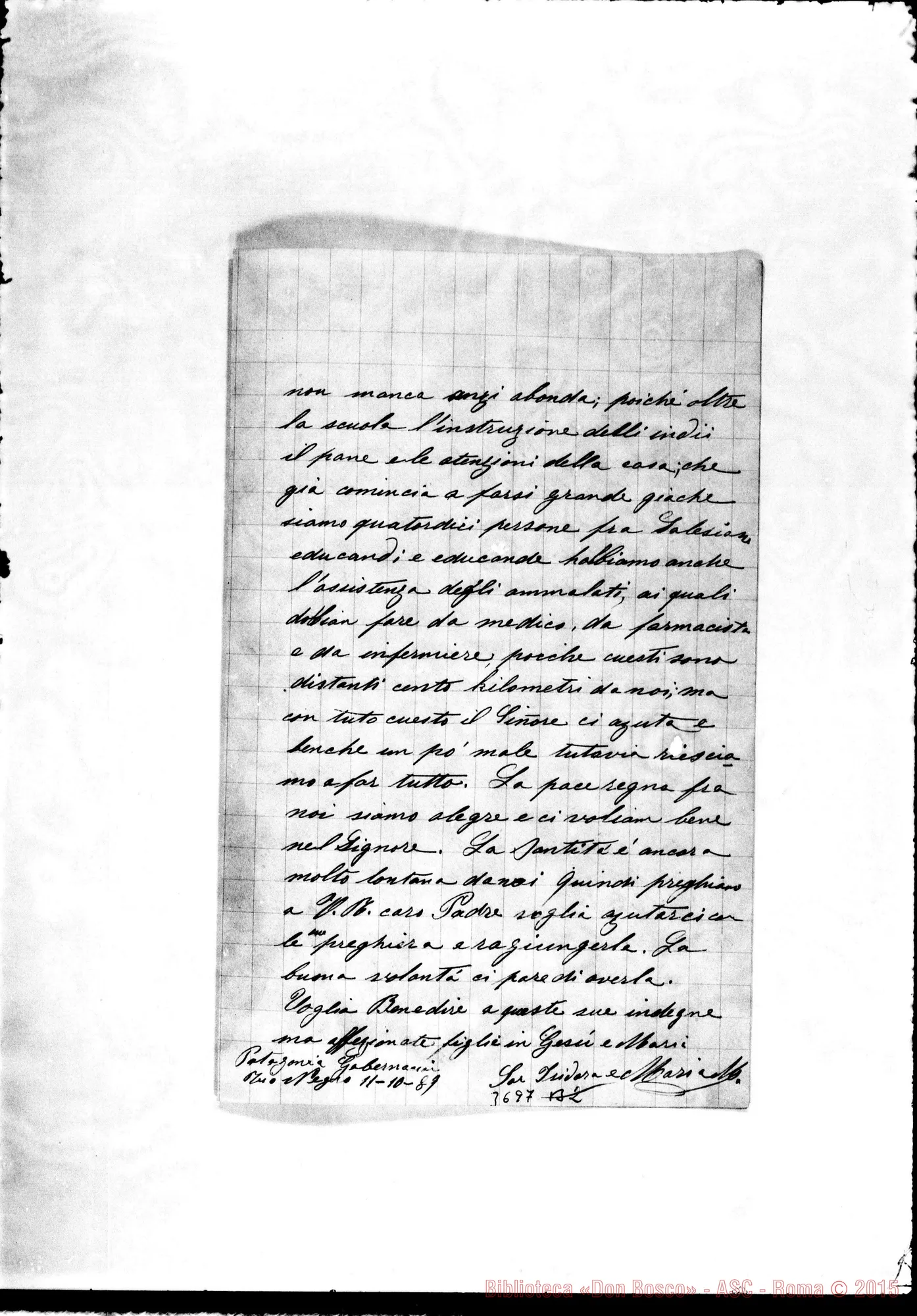 Fotogramma B 2 — Braga Isidora, Sr. FMA Rio Negro, 11-10-1889 Autogr. Rua