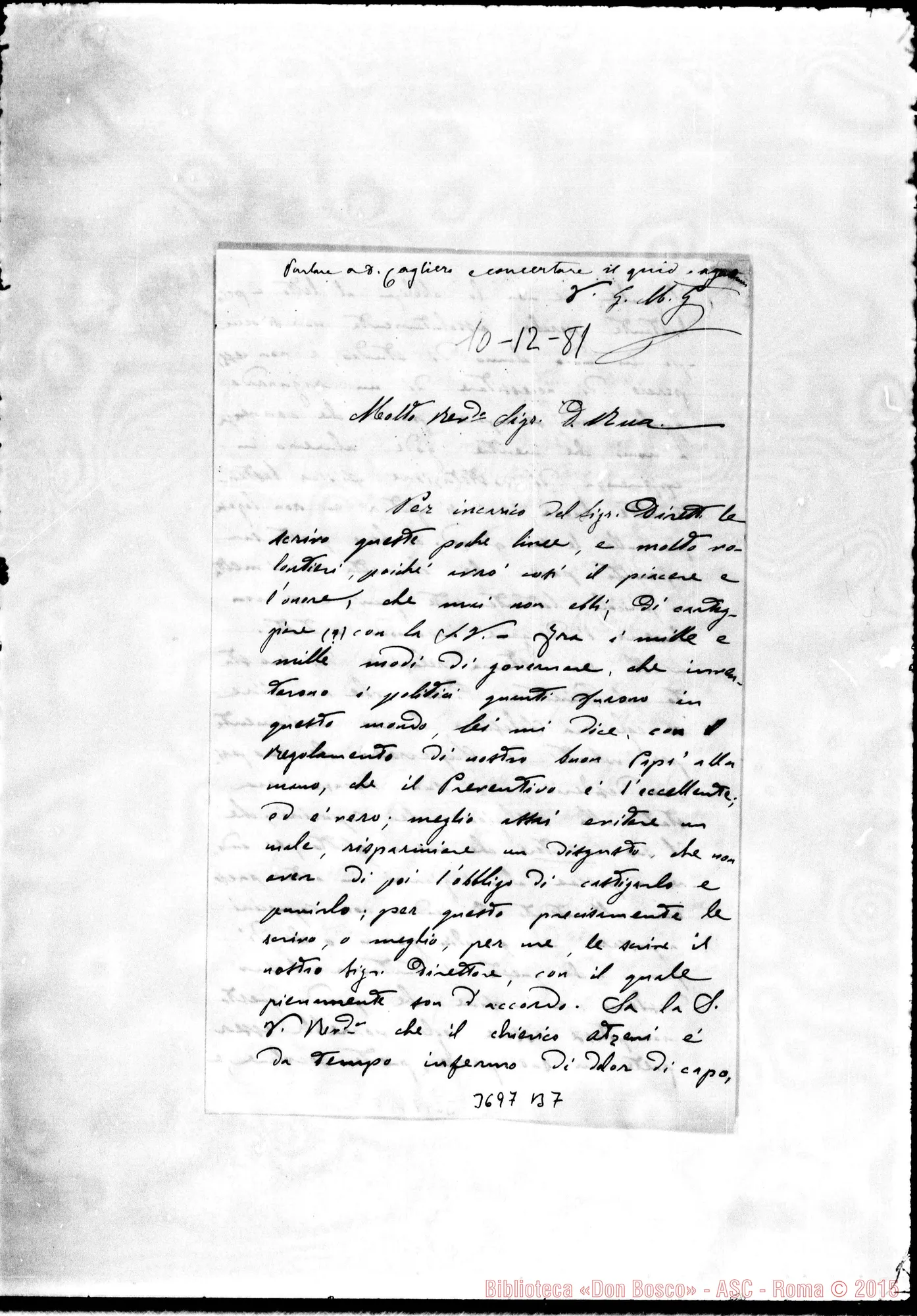 Fotogramma B 7 — Branda Giovanni, SDB s.l., 10-12-1881 Autogr. Rua