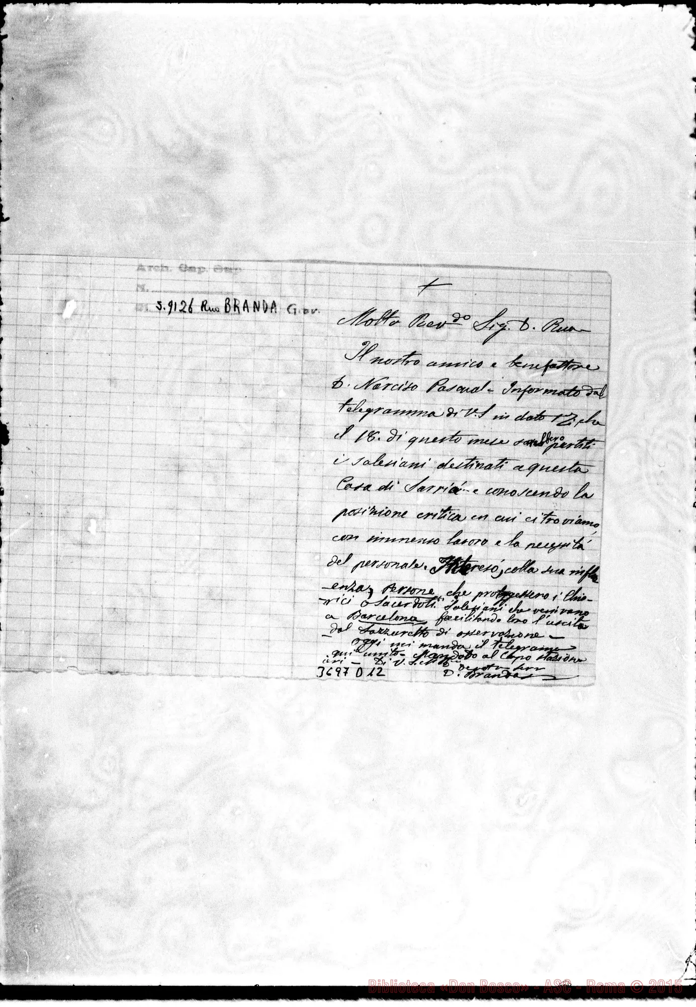 Fotogramma D 12 — « « Sarria, 16-02-1885 Autogr. Rua