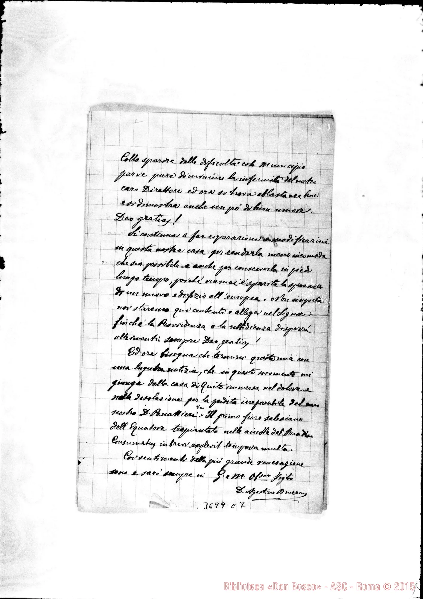 Fotogramma C 7 — Bruzzone Agostino, SDB Riobamba, 28-03-1892 Autogr. Rua