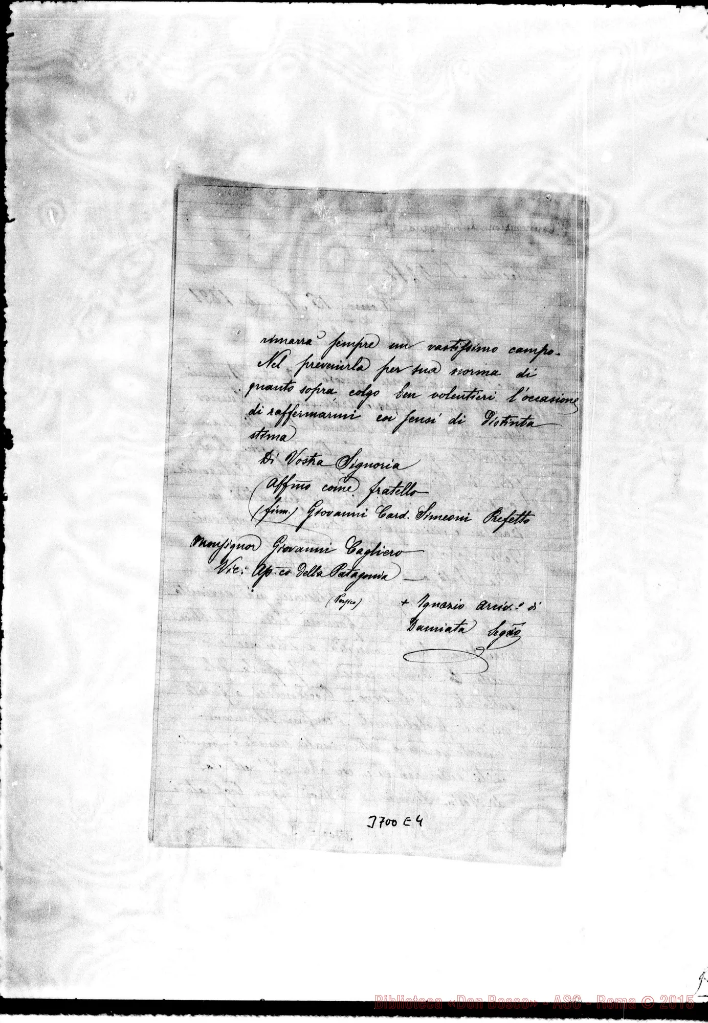 Fotogramma E 4 — Cagliero Cesare, SDB Roma, 16-11-1891