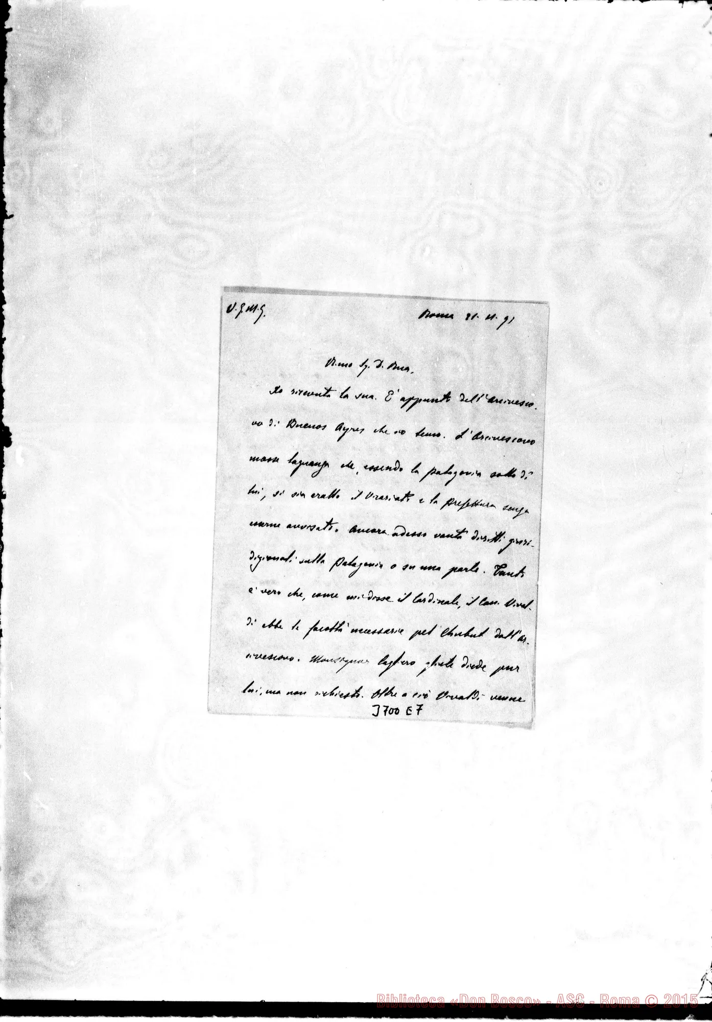 Fotogramma E 7 — Cagliero Cesare, SDB Roma, 21-11-1891