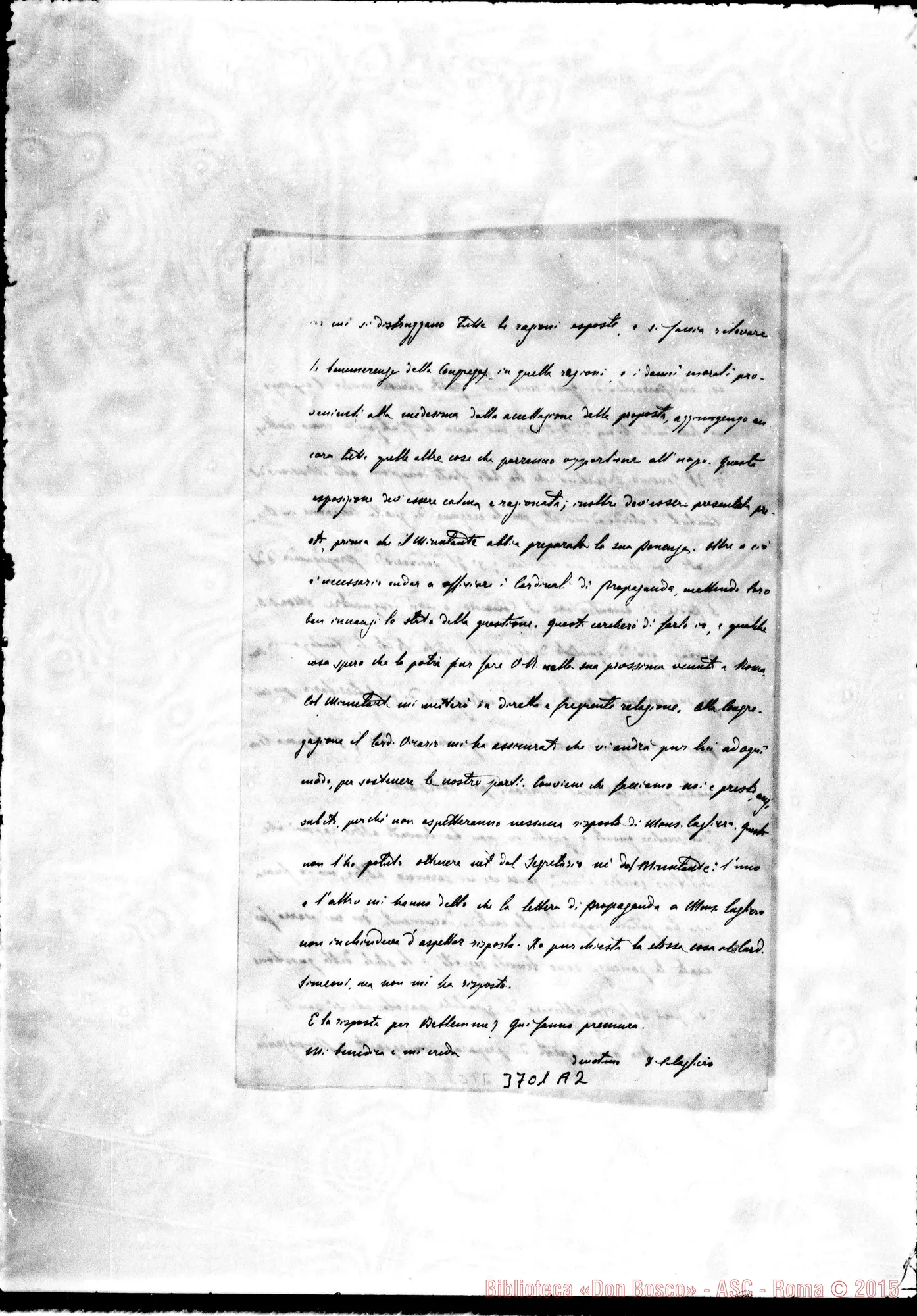 Fotogramma A 2 — Cagliero Cesare, SDB Roma, 23-11-1891