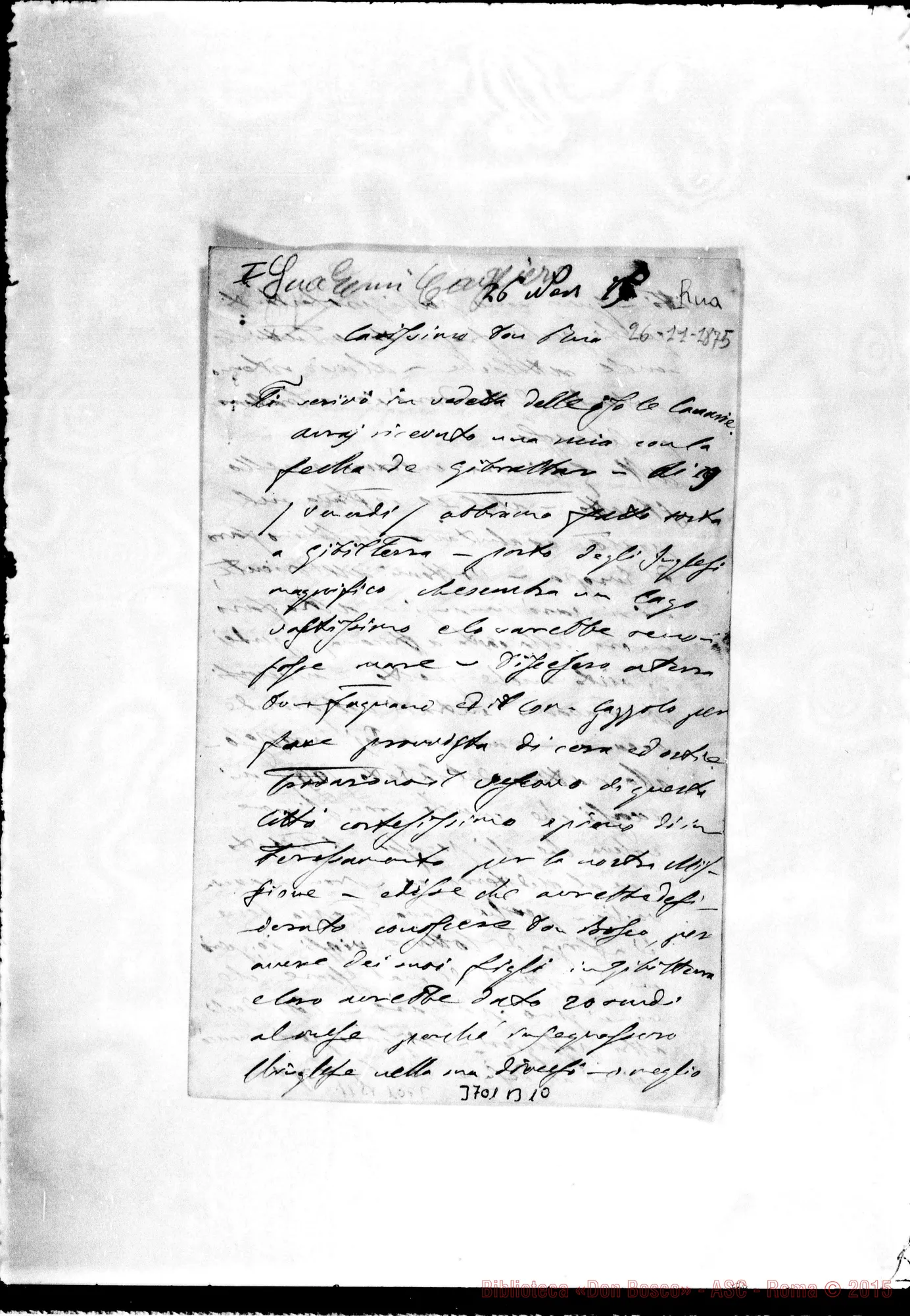 Fotogramma B 10 — Cagliero Giovanni, card. Las Palmas, 26-11-1875