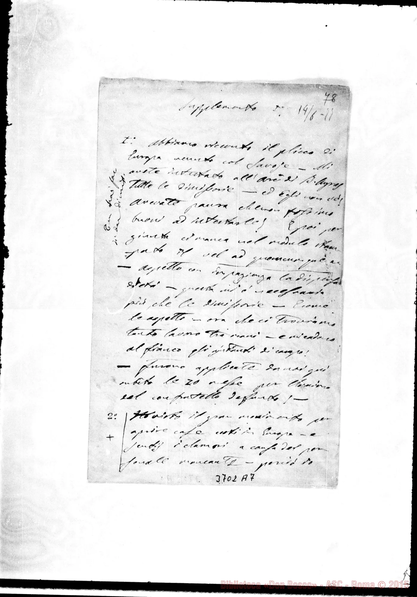 Fotogramma A 7 — « « Buenos A., 14-06-1877 Autogr. Rua