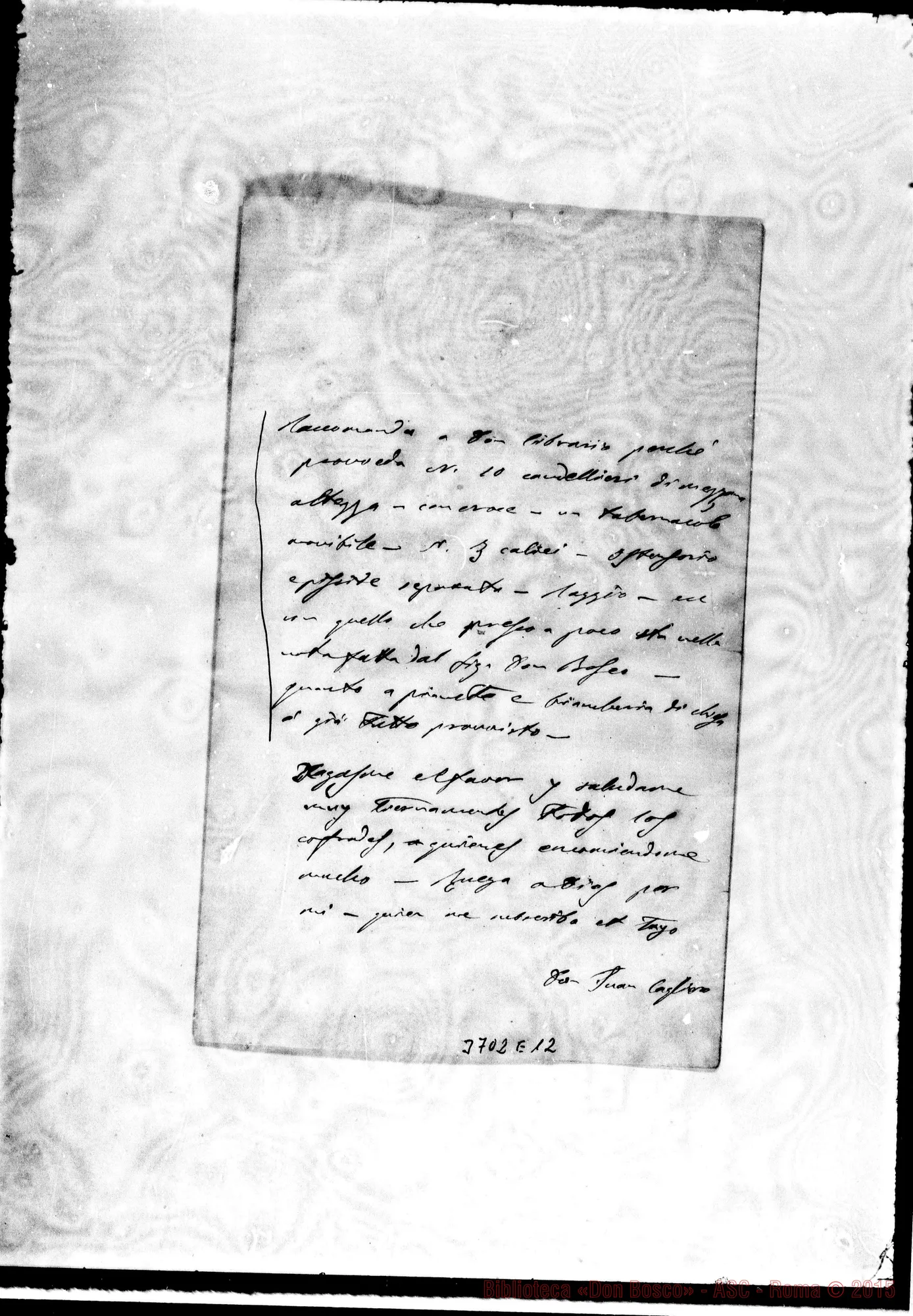 Fotogramma E 12 — « « Varazze, 15-10-1880 Autogr. Rua