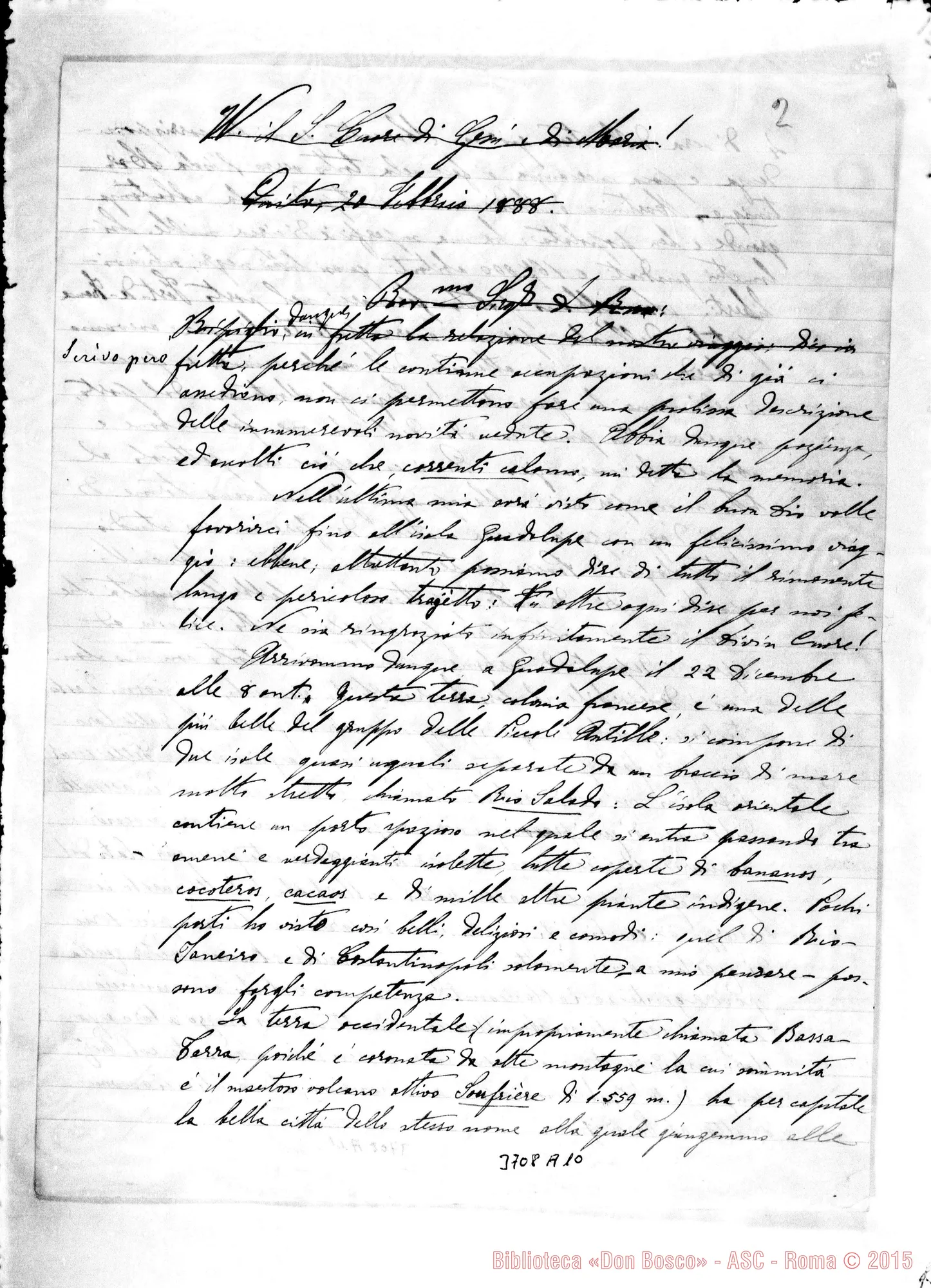Fotogramma A 10 — « « Quito, 20-02-1888 Aggiunte ms. Lemoyne