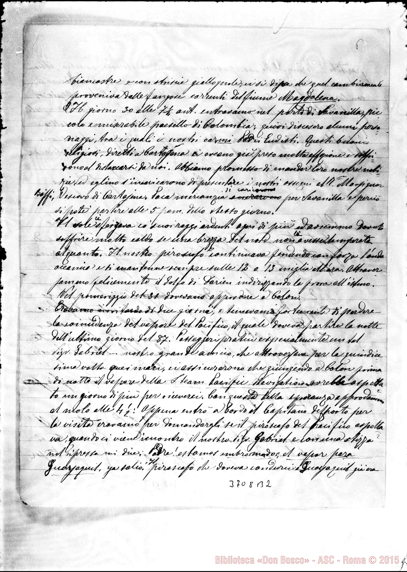 Fotogramma B 2 — « « Quito, 20-02-1888 Aggiunte ms. Lemoyne