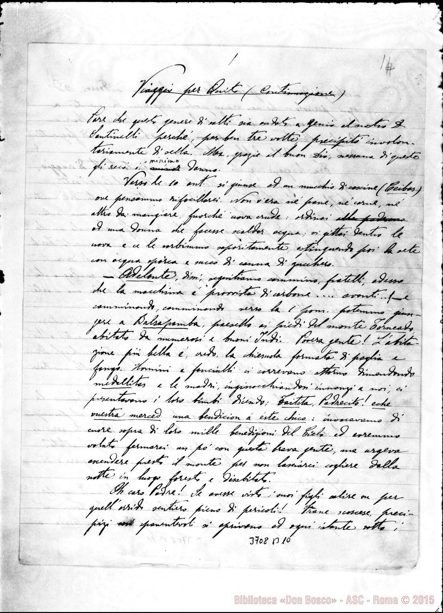 Fotogramma B 10 — « « Quito, 20-02-1888 Aggiunte ms. Lemoyne