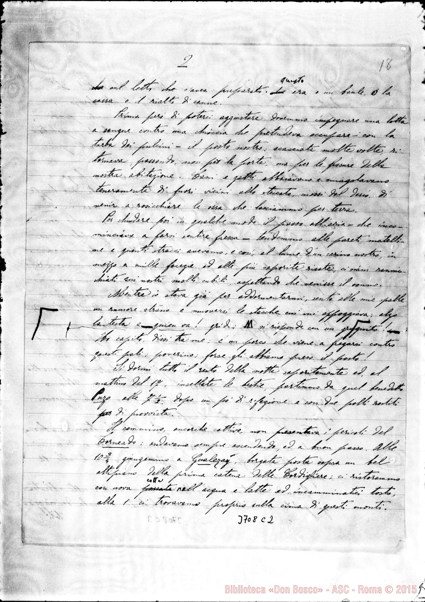 Fotogramma C 2 — « « Quito, 20-02-1888 Aggiunte ms. Lemoyne