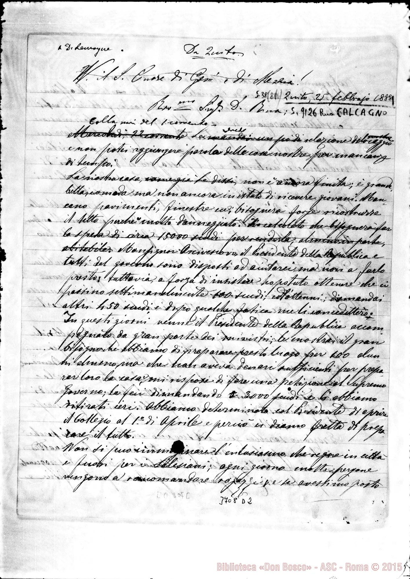 Fotogramma D 2 — « « Quito, 25-02-1888 Autogr. Rua