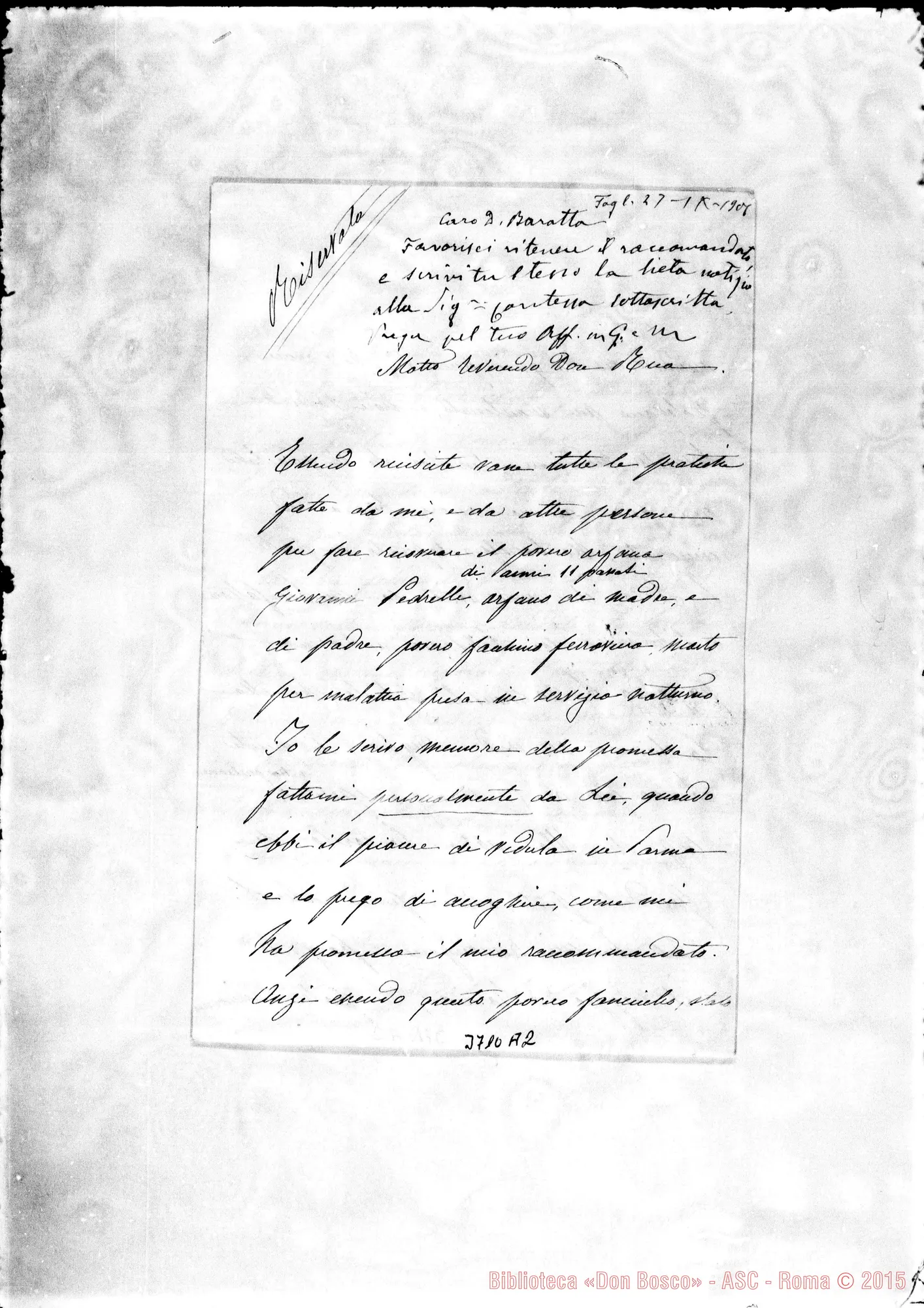 Fotogramma A 2 — « « Parma, 22-09-1901 Autogr. Rua