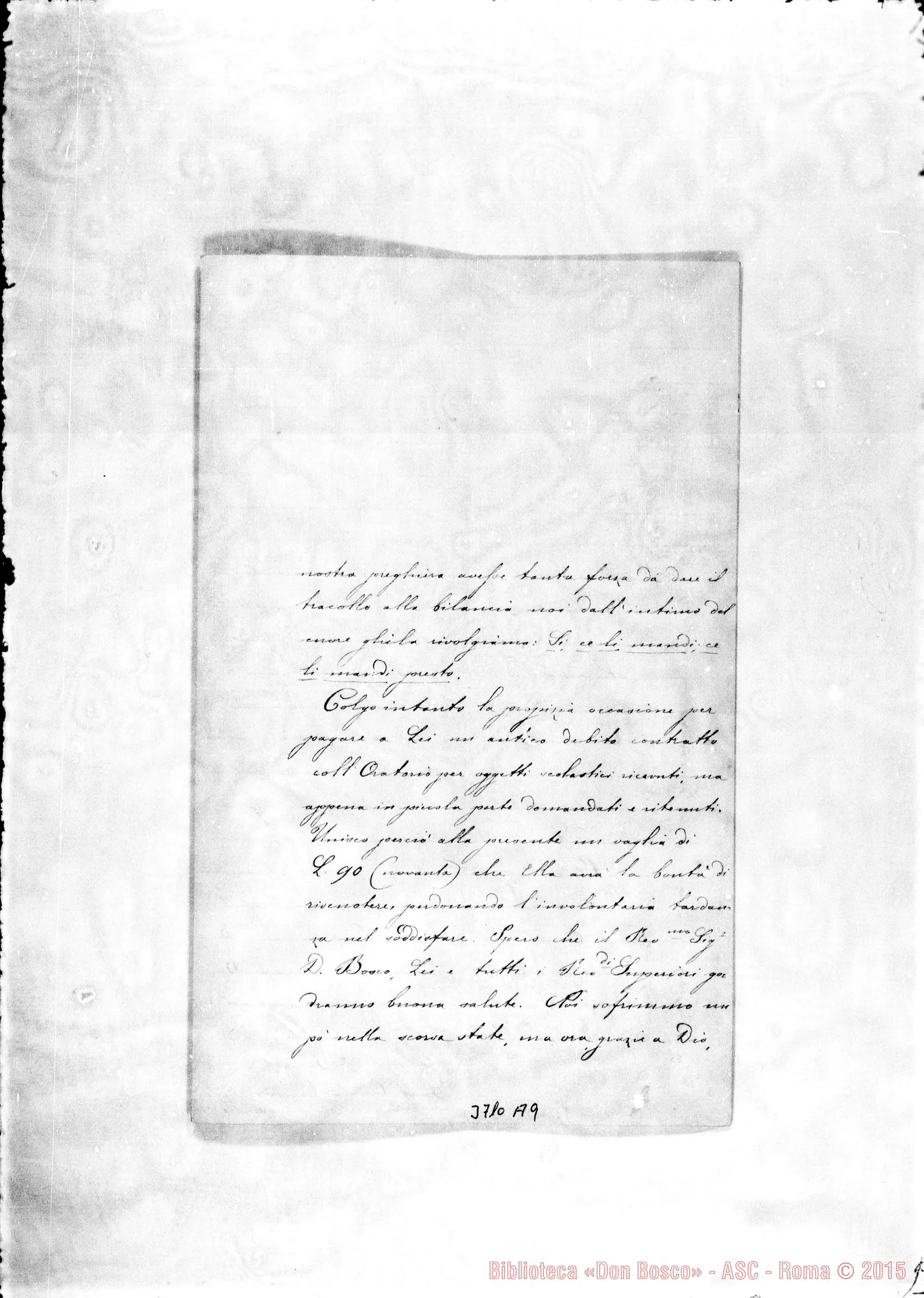 Fotogramma A 9 — Camisassa Orsola, suora Catania, 1-02-1881 Autogr. Rua