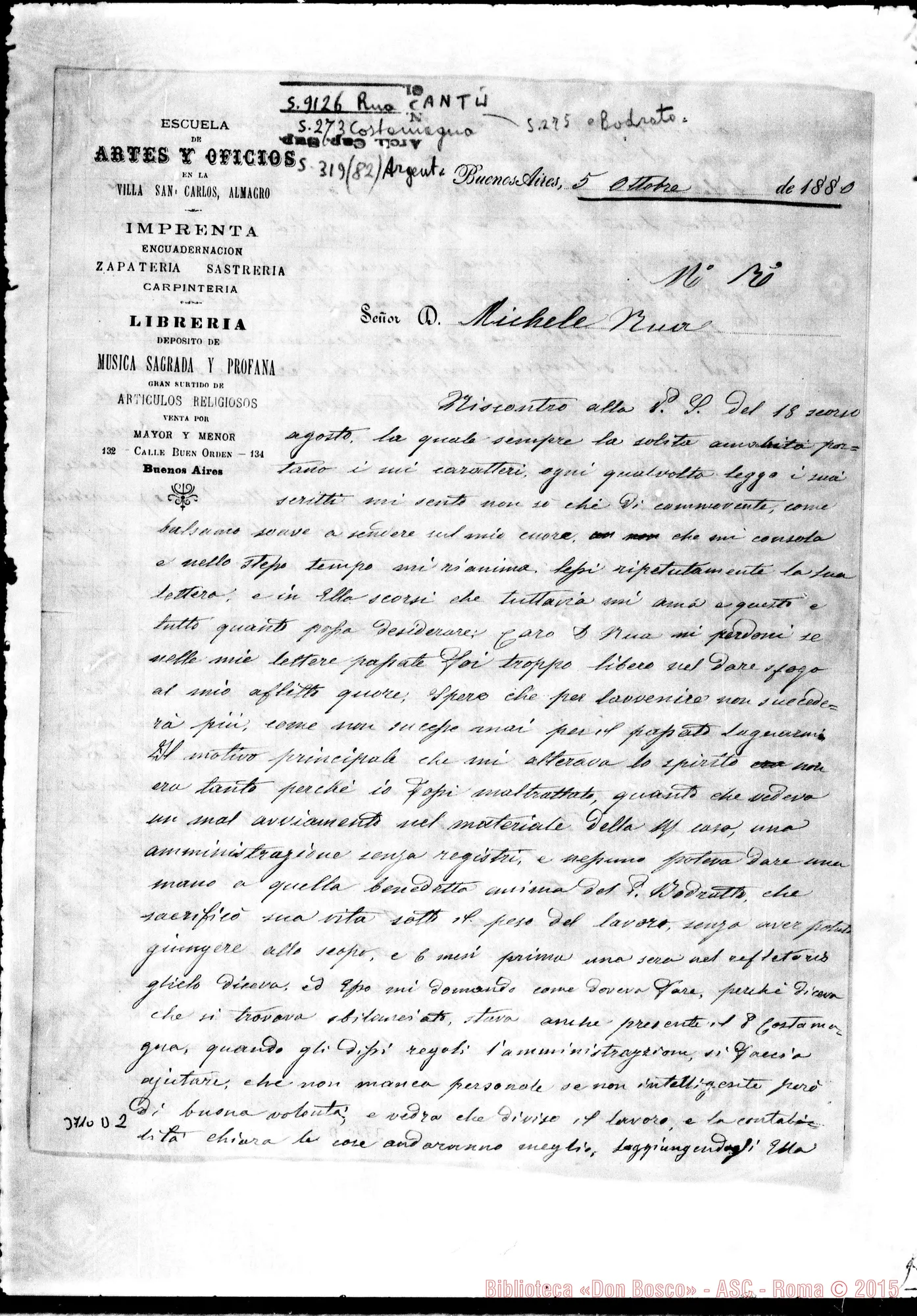 Fotogramma D 2 — « « Buenos A., 5-10-1880 Autogr. Rua
