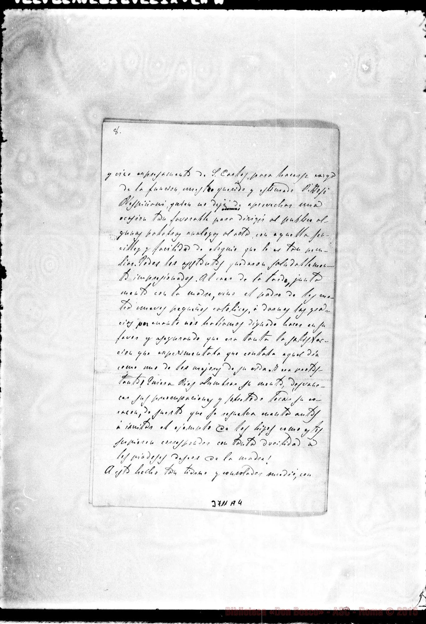Fotogramma A 4 — Caprioglio Felice, SDB La Piata, 31-12-1888 Autogr. Rua