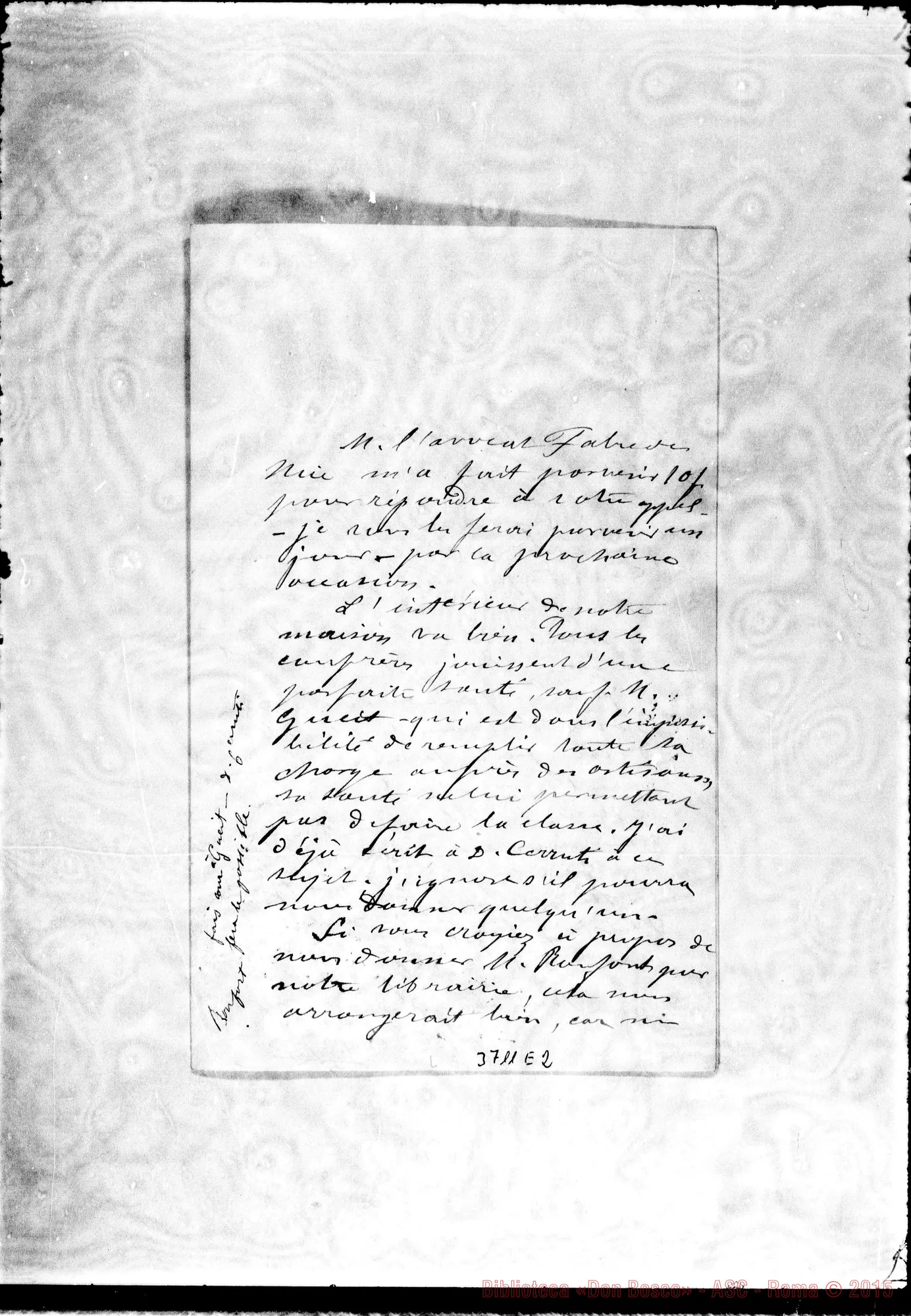 Fotogramma E 2 — Cartier Luigi, SDB Nice, 28-11-1887 Autogr. Rua