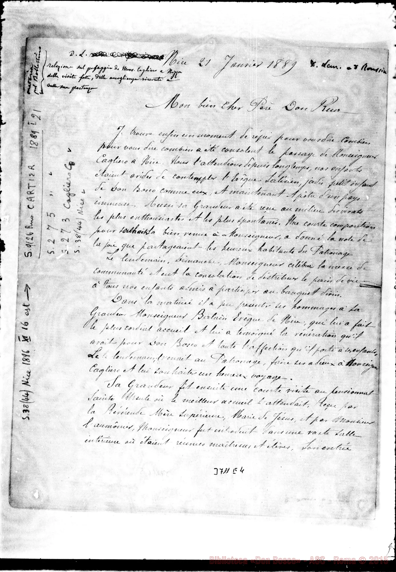 Fotogramma E 4 — « « Nice, 21-01-1889 Autogr. Rua