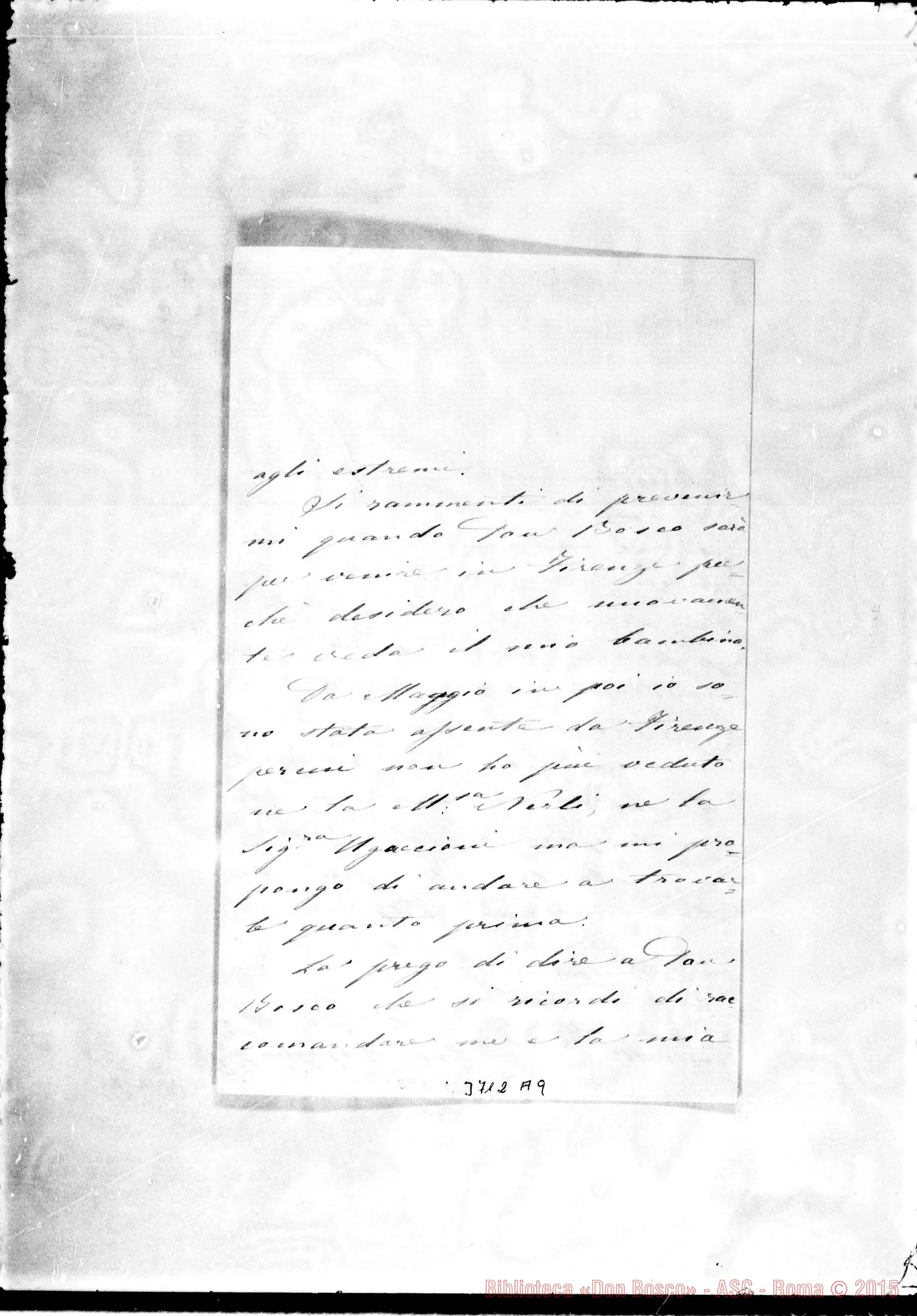 Fotogramma A 9 — Casaglia Luisa Fedi Firenze, 12-12-1867 Autogr. Rua