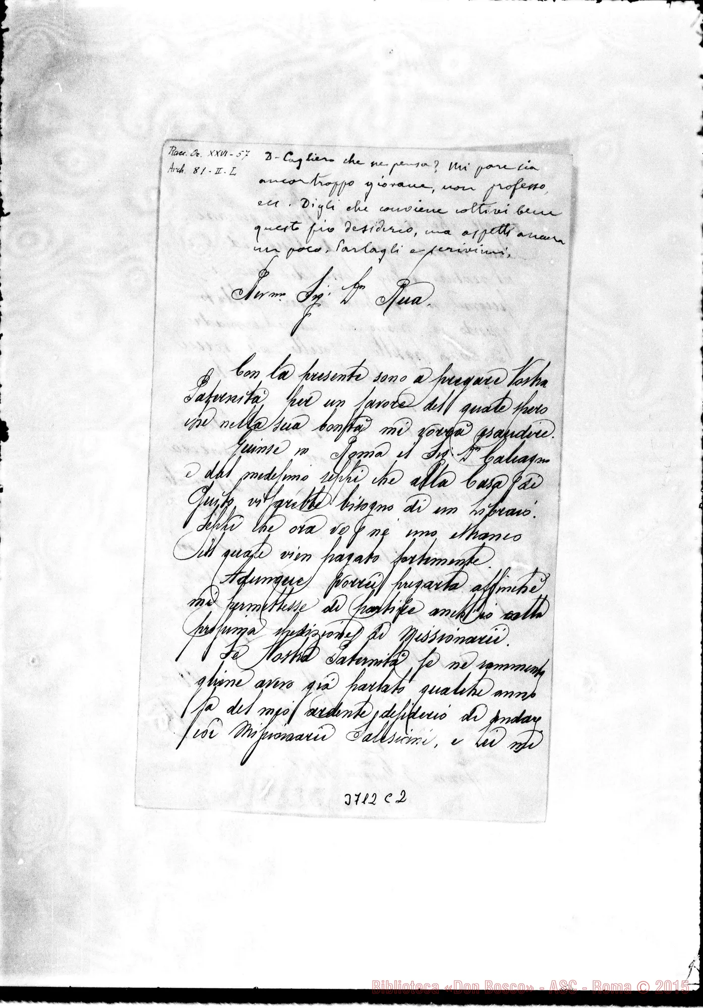 Fotogramma C 2 — Castelli Quirico, artig. Roma, 3-06-1891 Autogr. Rua