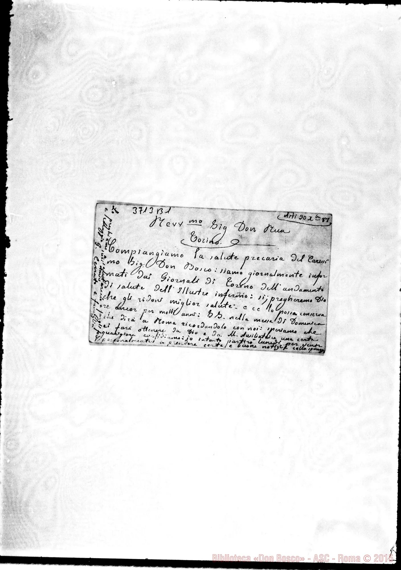 Fotogramma B 1 — Cerruto G. Asti, 30-12-1887 Cartolina