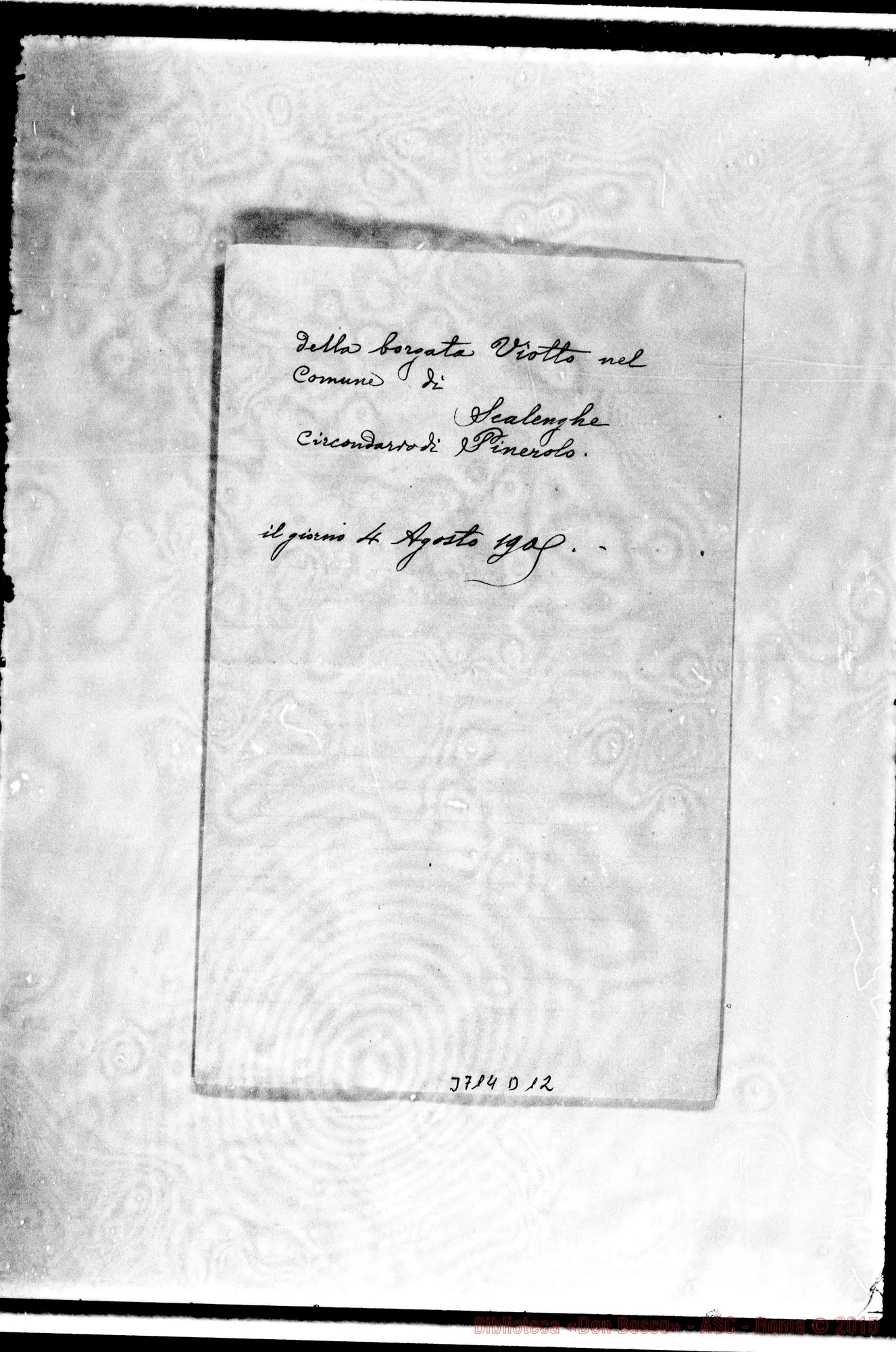Fotogramma D 12 — « « Scalenghe, s.d. Autogr. Rinaldi