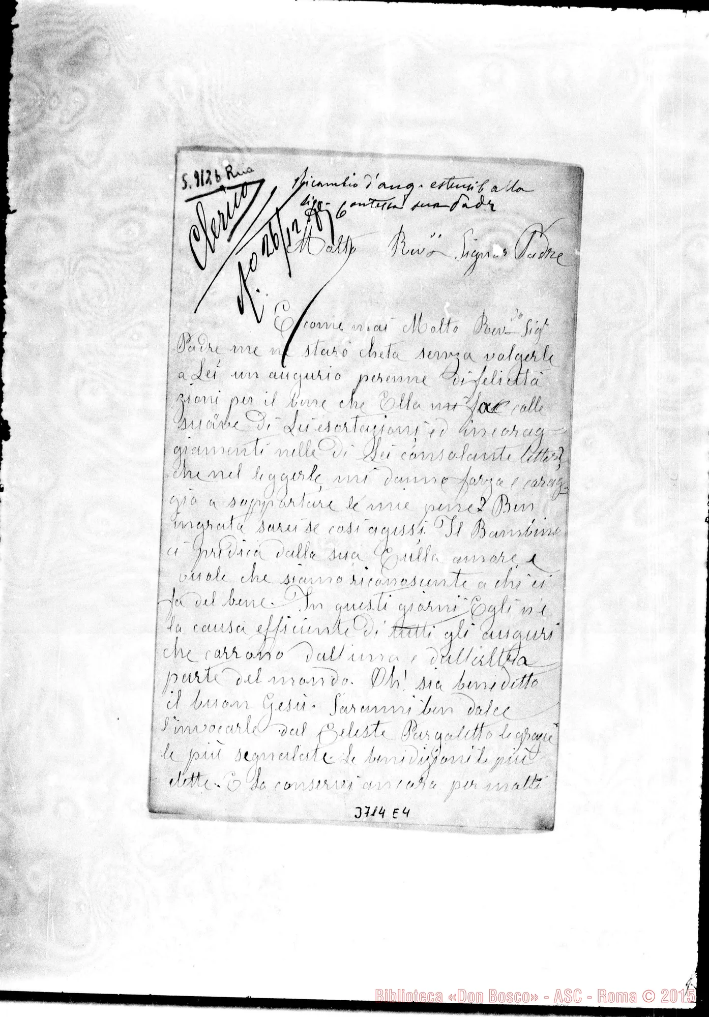 Fotogramma E 4 — Clerico Francesca s.l. s.d. Autogr. Rua