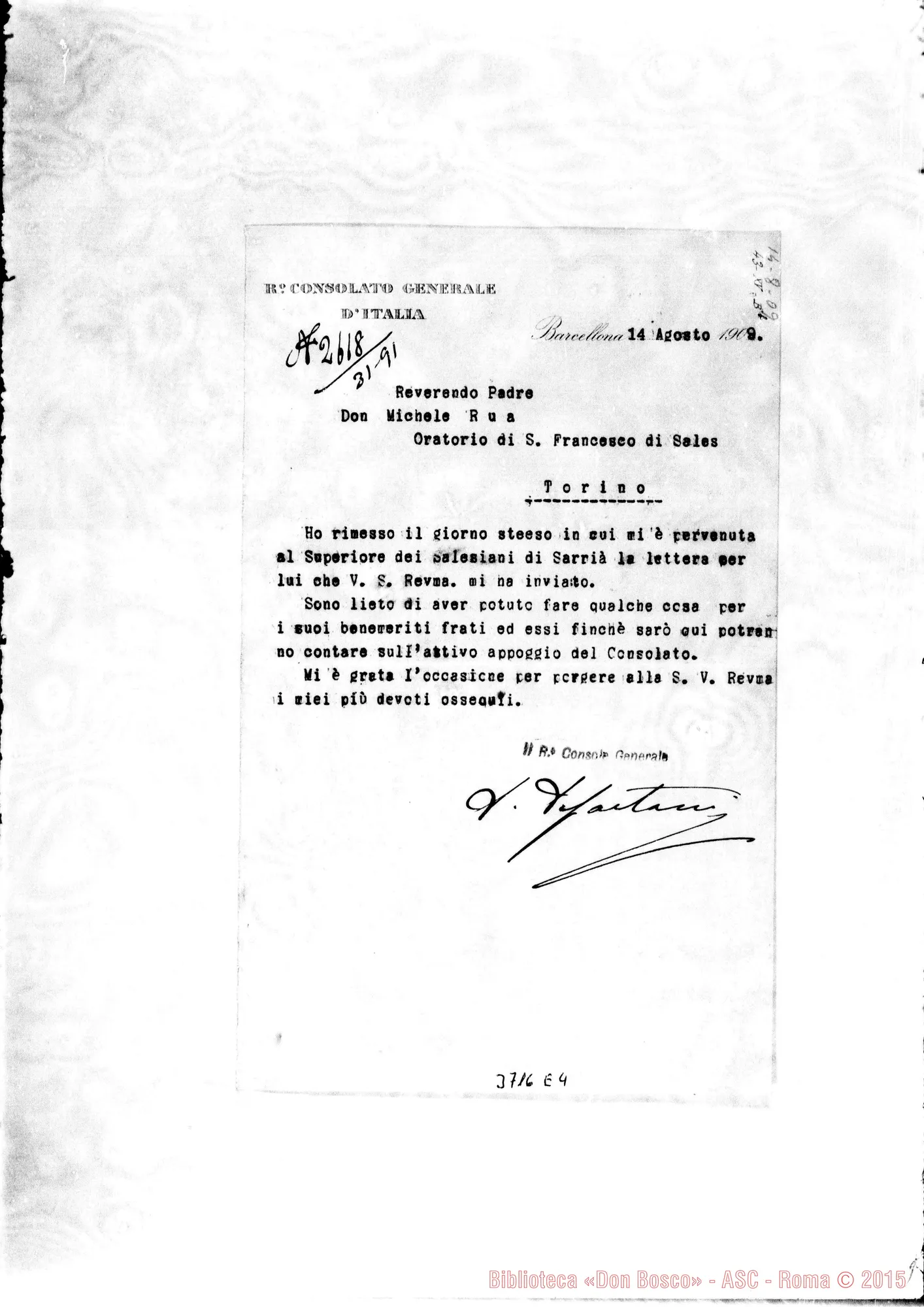 Fotogramma E 4 — Console Ital. A Barcellona, 14-08-1909