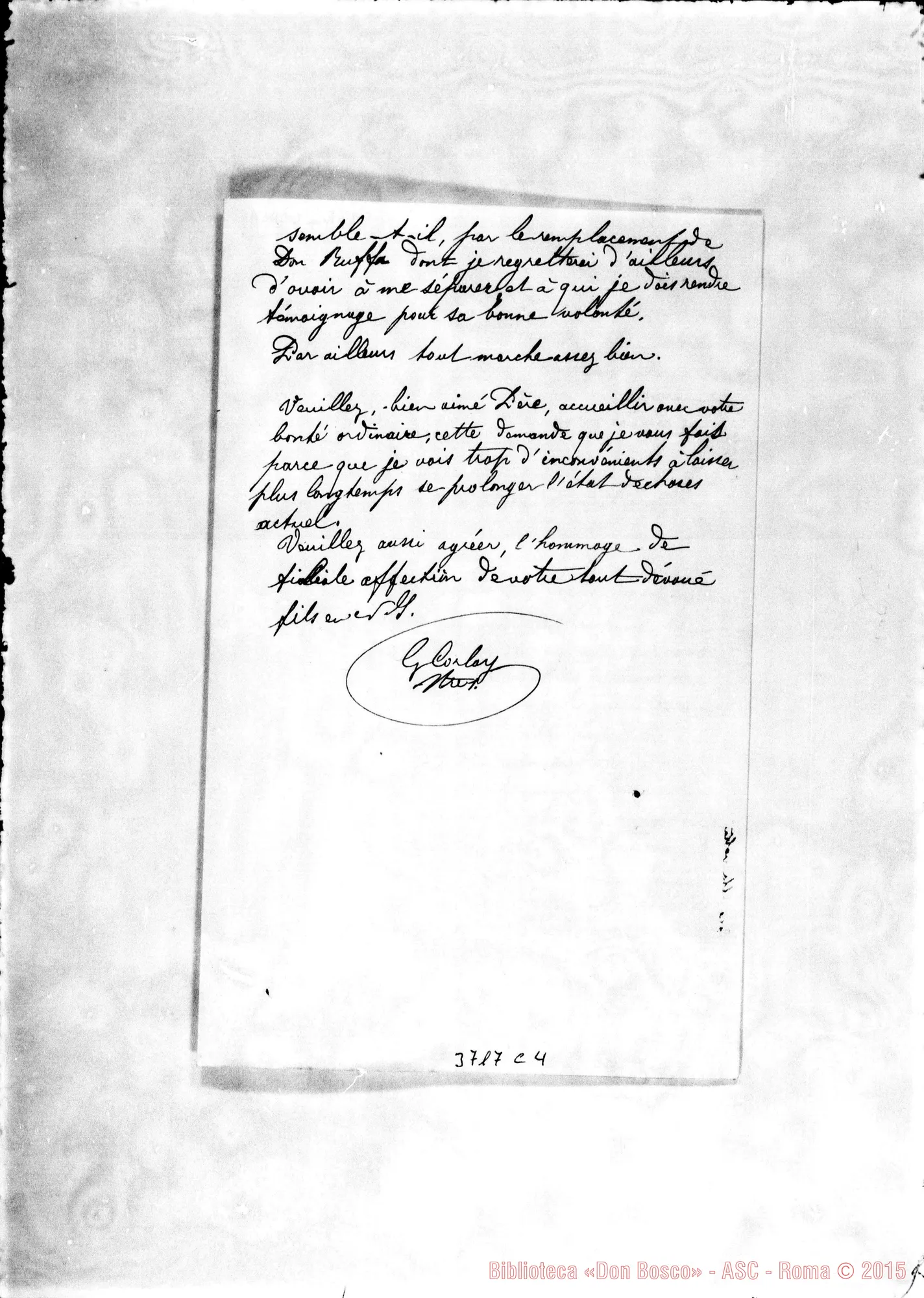 Fotogramma C 4 — Corlay Guglielmo, SDB Tunis, 3-04-1897 Autogr. Rua