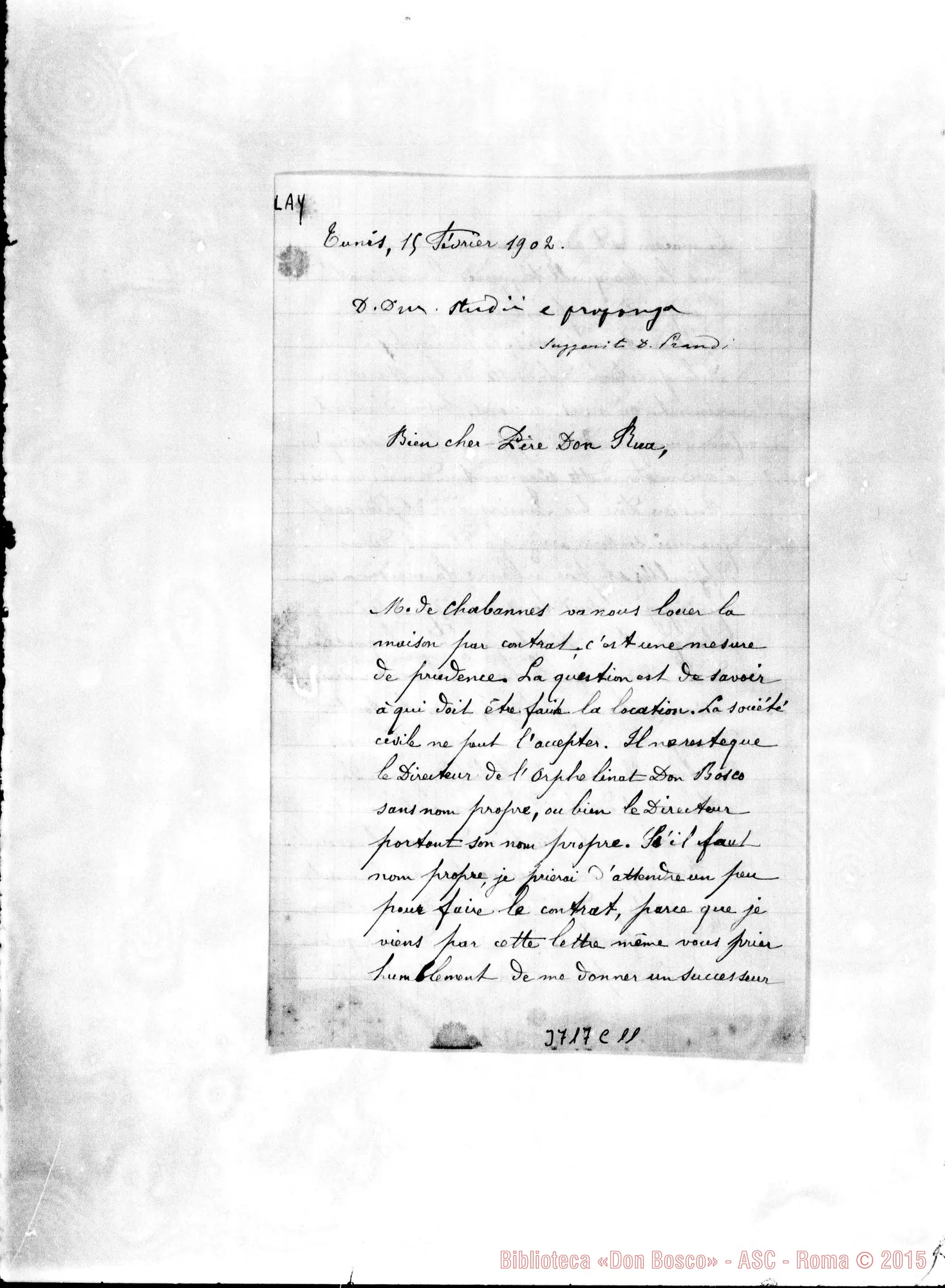 Fotogramma C 11 — « « Tunis, 15-02-1902 Autogr. Rua