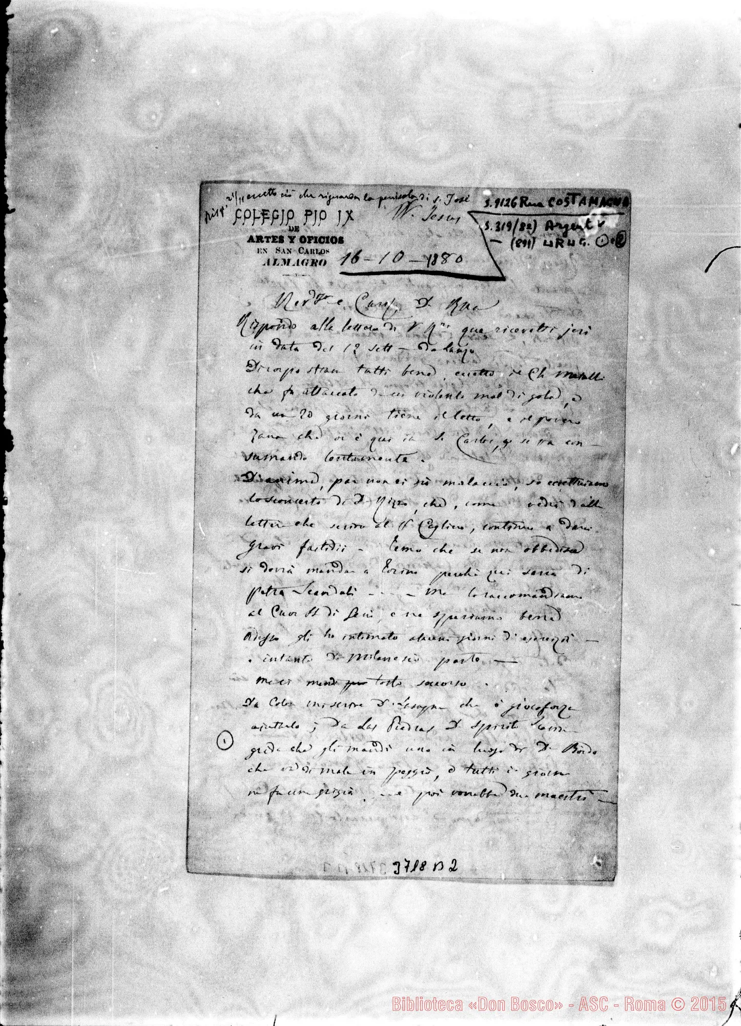 Fotogramma B 2 — « « Almagro, 16-10-1880 Autogr. Rua