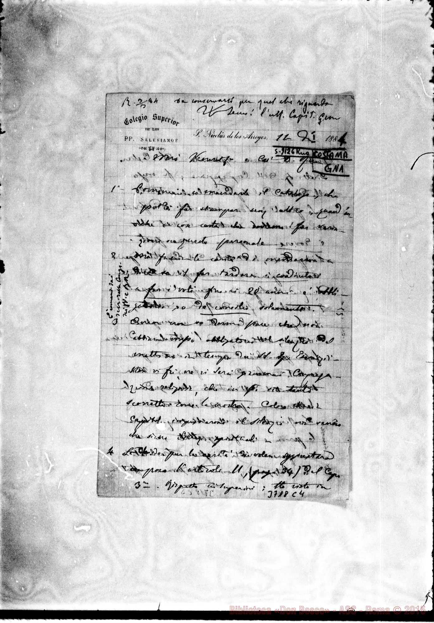 Fotogramma C 4 — « « S. Nicolás, 11-01-1884 Autogr. Rua
