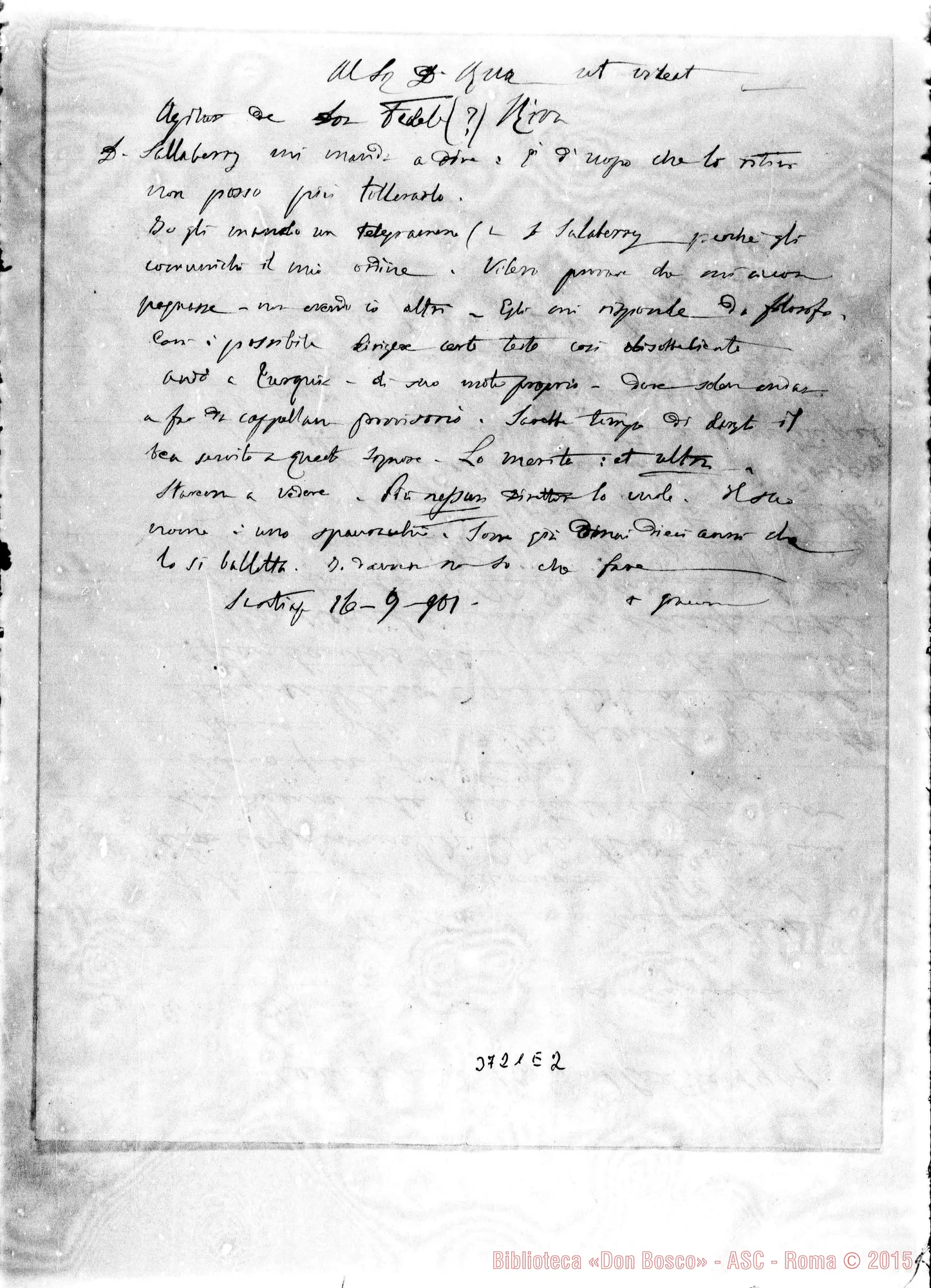Fotogramma E 2 — « « Santiago, 16-09-1901 Autogr. Rua