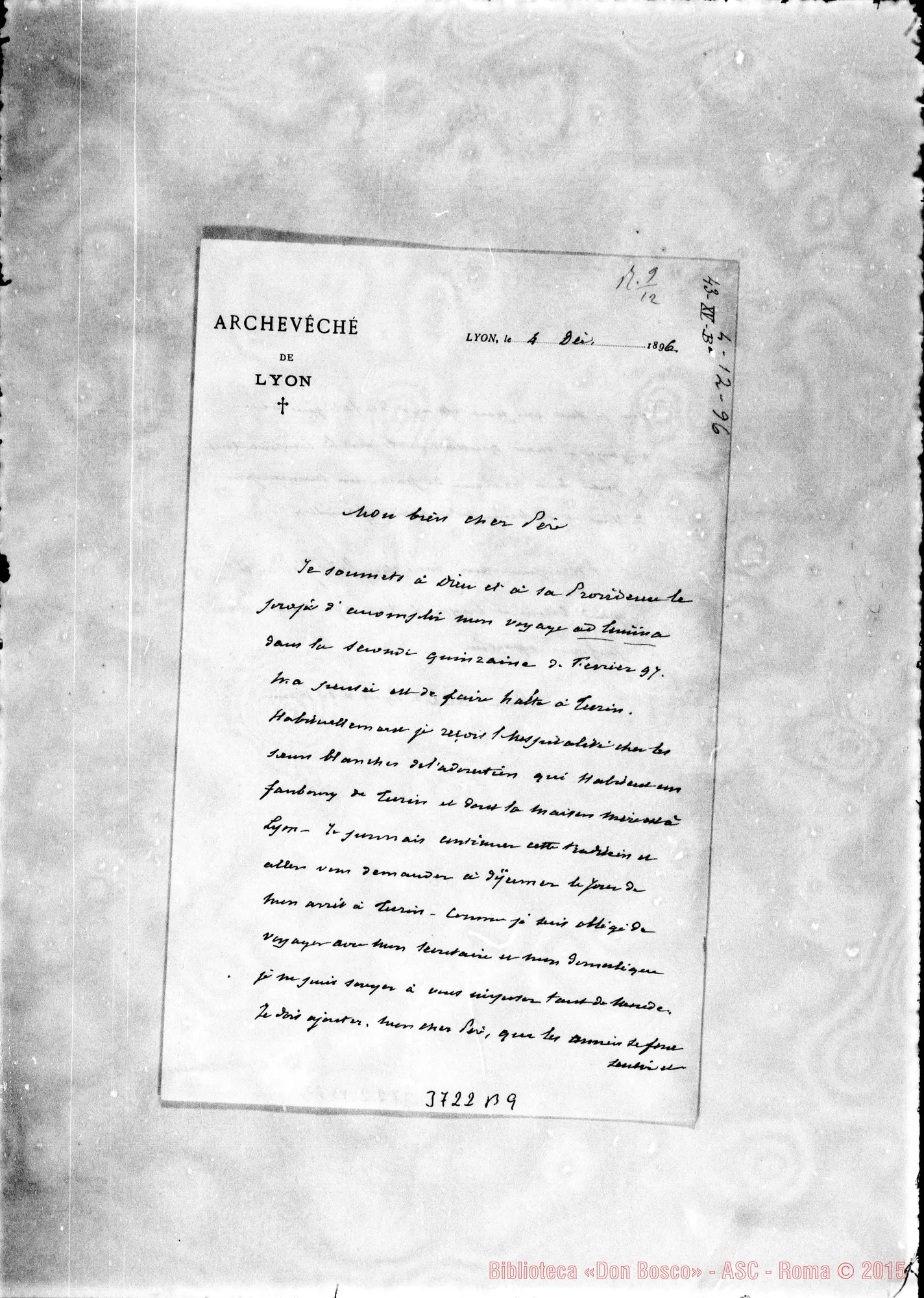 Fotogramma B 9 — Coulliè Pietro Ercole, arciv. di Lione, 4-12-1896