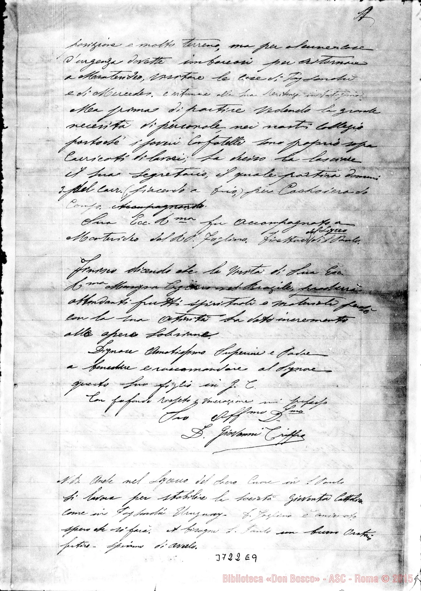 Fotogramma E 9 — Crippa Giovanni, SDB Lorena, 2-11-1896 Autogr. Rua