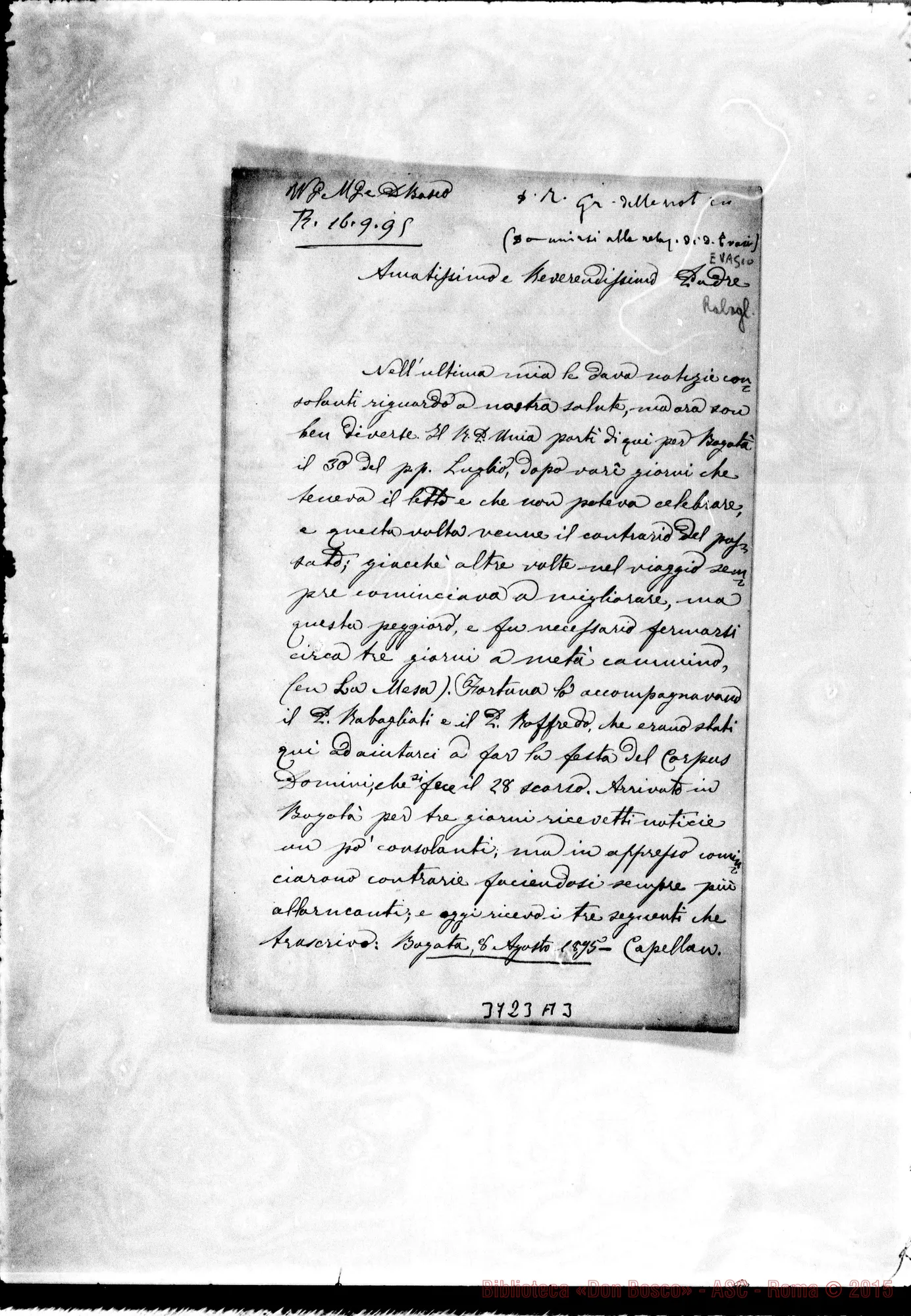 Fotogramma A 3 — « « Agua de Dios, 8-08-1895 Autogr. Rua