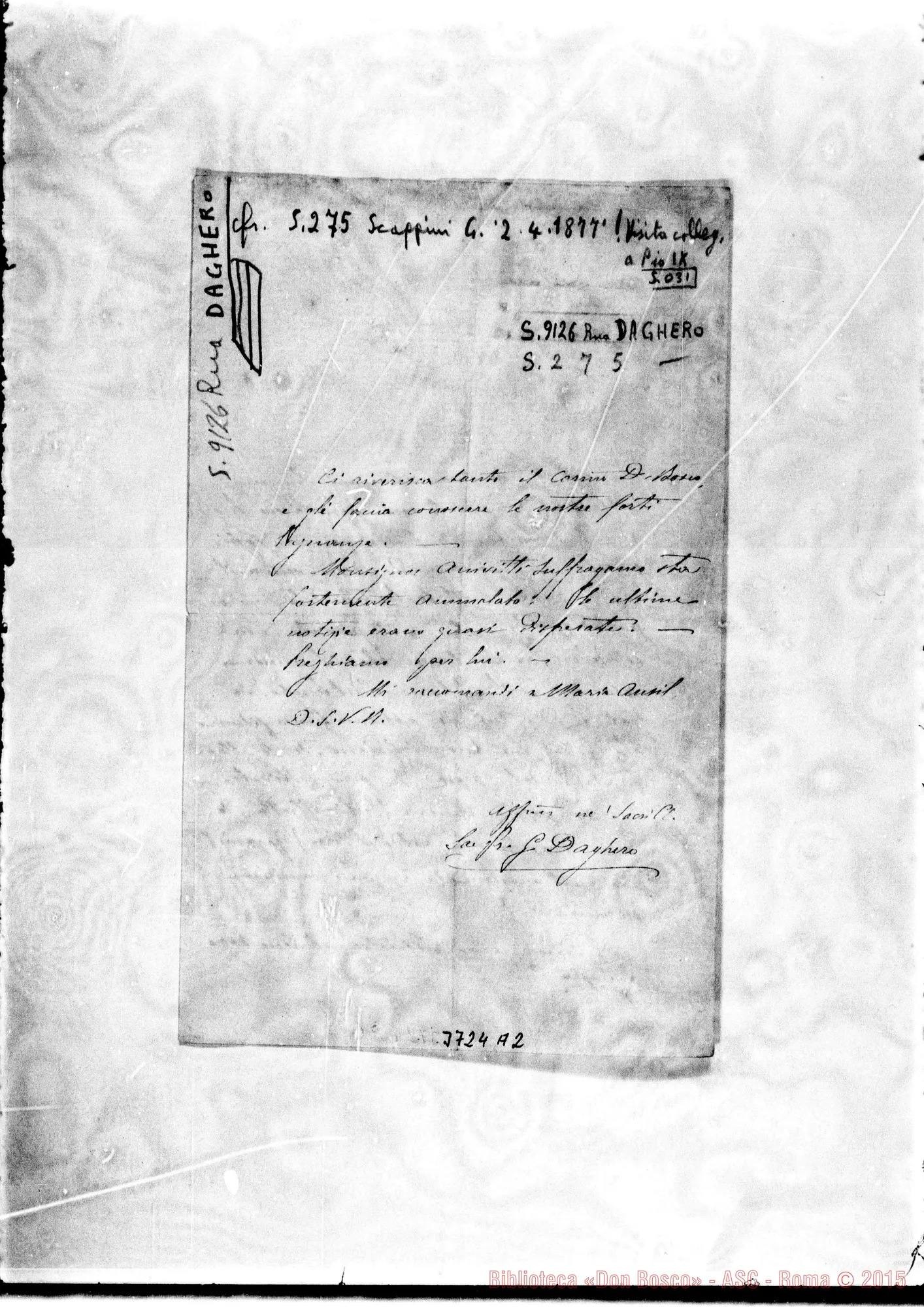 Fotogramma A 2 — « « Magliano S., 19-05-1881 Autogr. Rua
