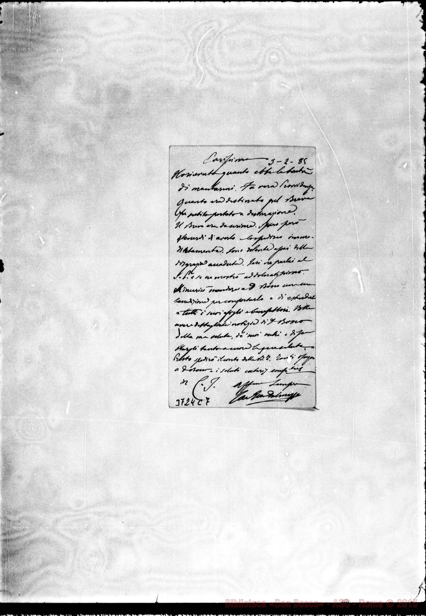 Fotogramma C 7 — « « Roma, 3-02-1885 Cartolina