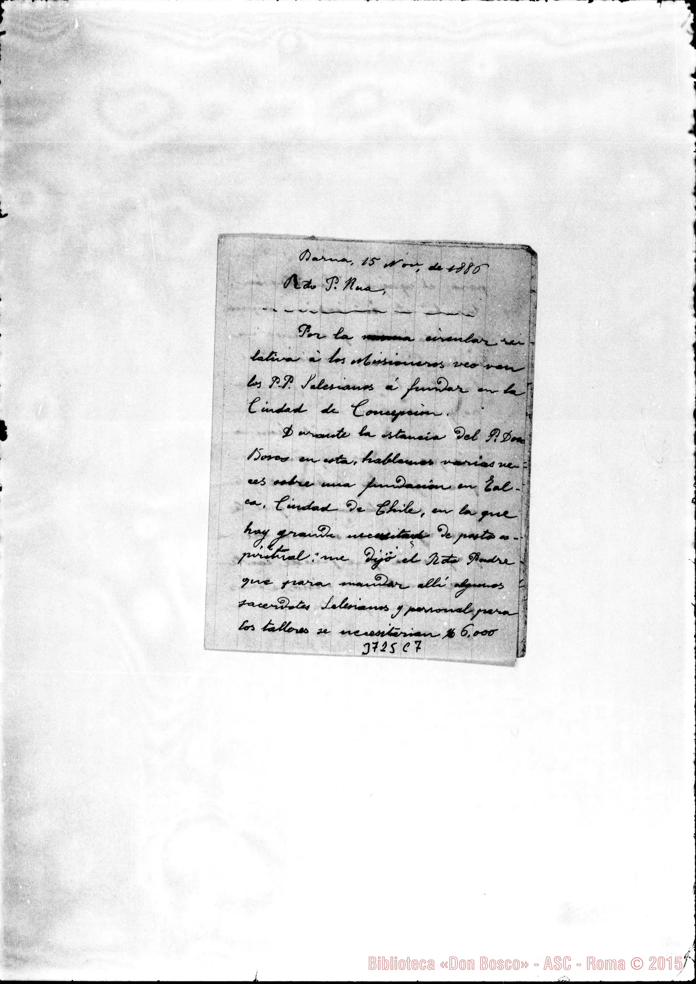 Fotogramma C 7 — De Chopitea Dorotea Barna, 15-11-1886 Autogr. Rua (letterina)