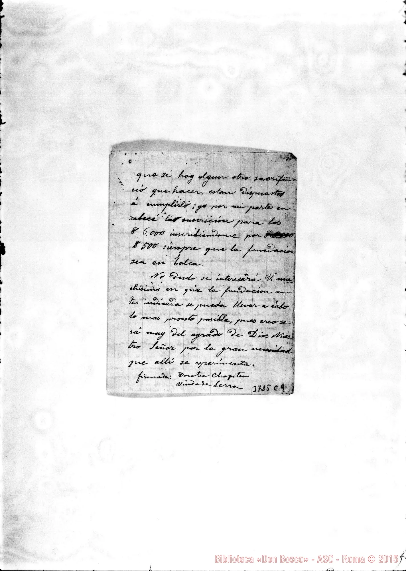 Fotogramma C 9 — De Chopitea Dorotea Barna, 15-11-1886 Autogr. Rua (letterina)