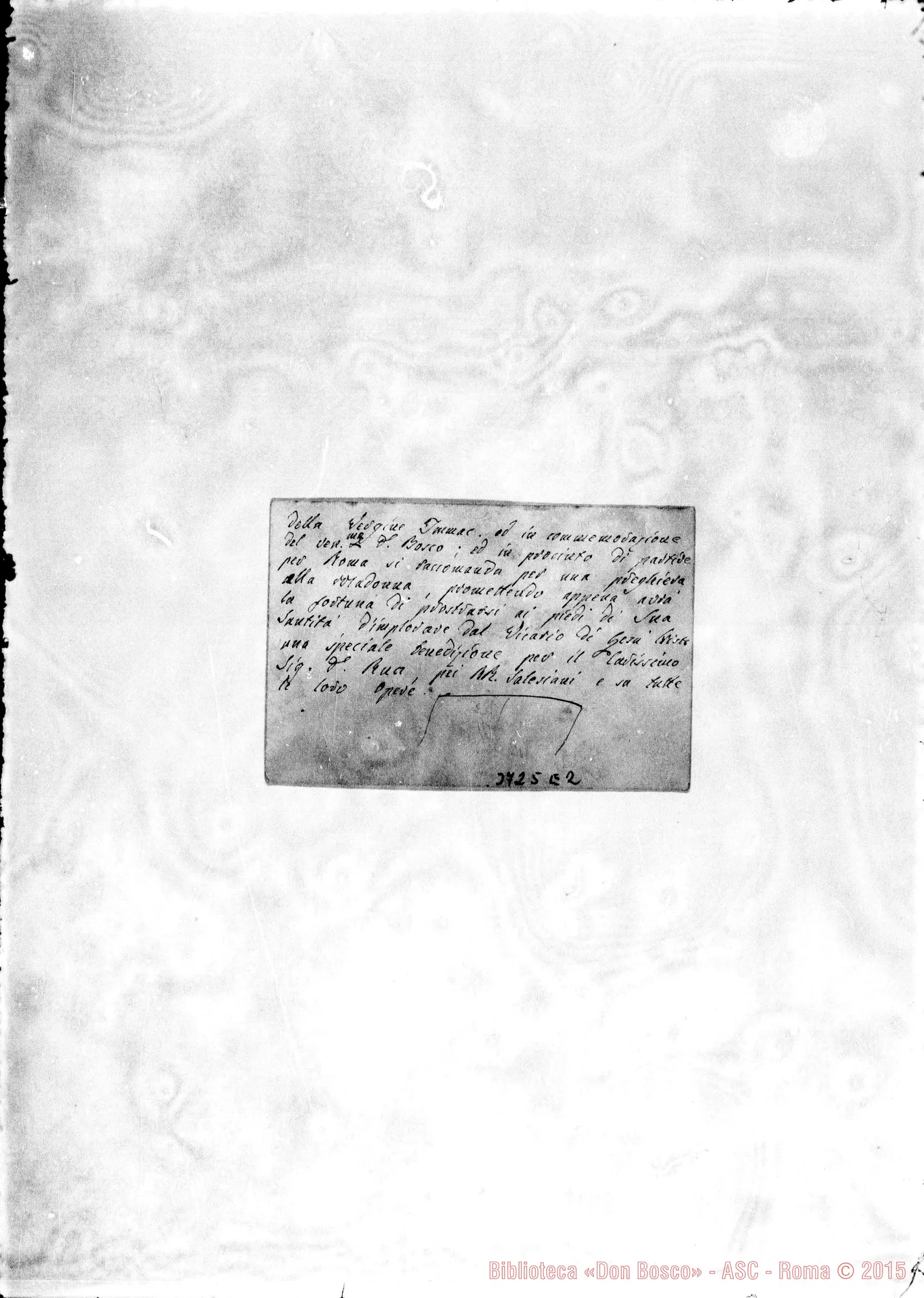 Fotogramma E 2 — Dei Conti Riccardi Davide, arciv. di Novara, 4-12-1891 Bigliettino