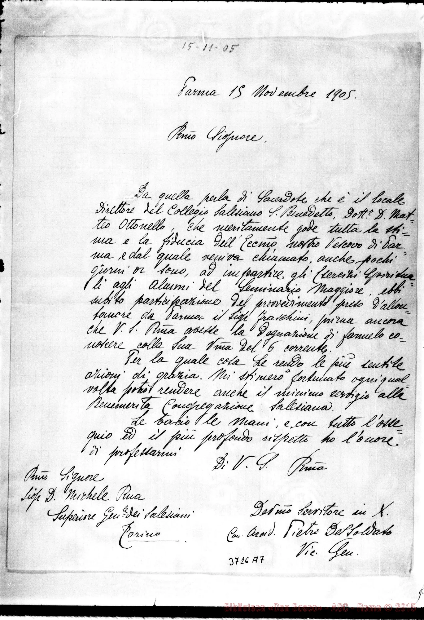 Fotogramma A 7 — Del Soldato Pietro, can. Parma, 15-11-1905