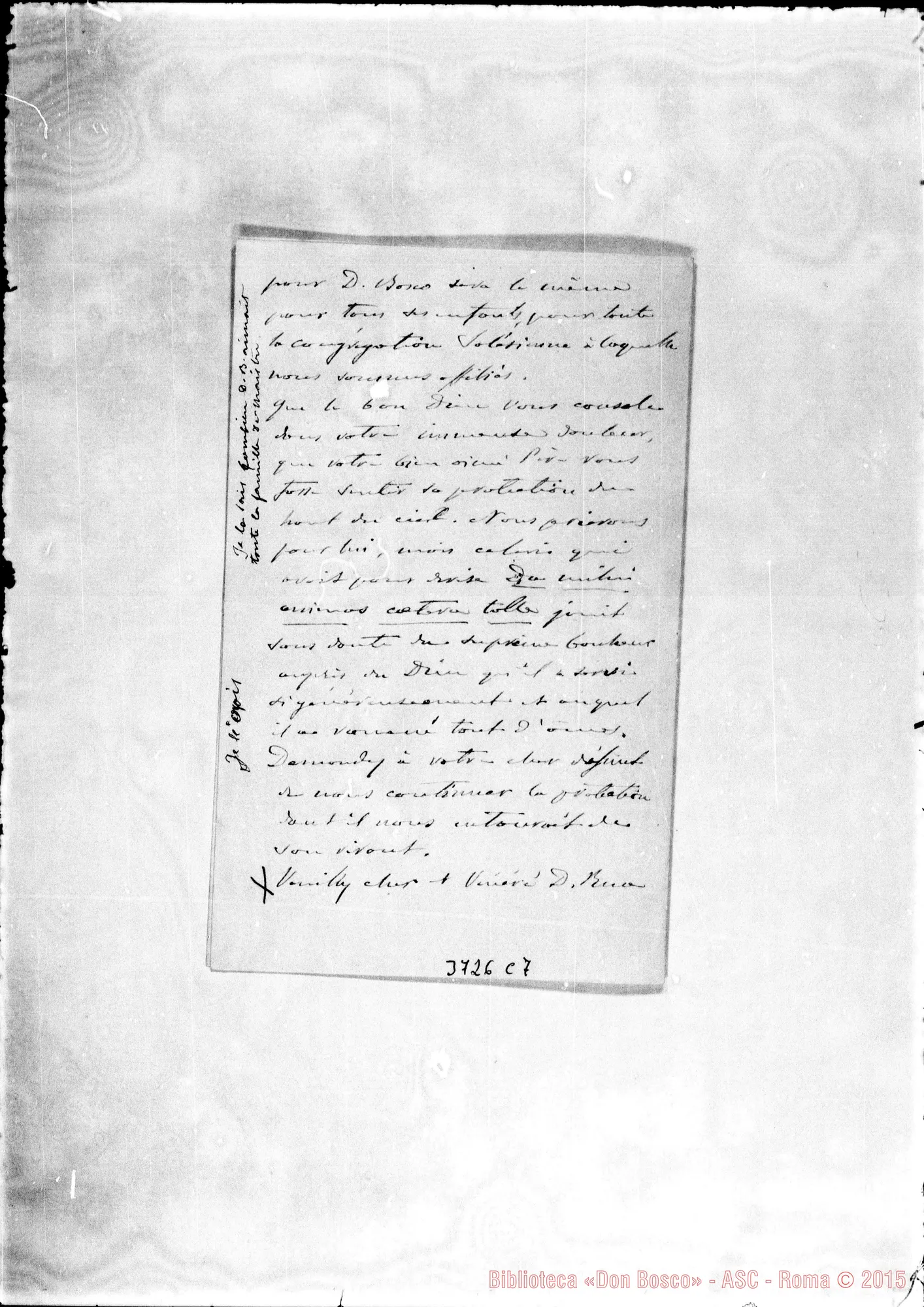 Fotogramma C 7 — De Maistre, conte Evreux, 1-02-1888 Autogr. Rua