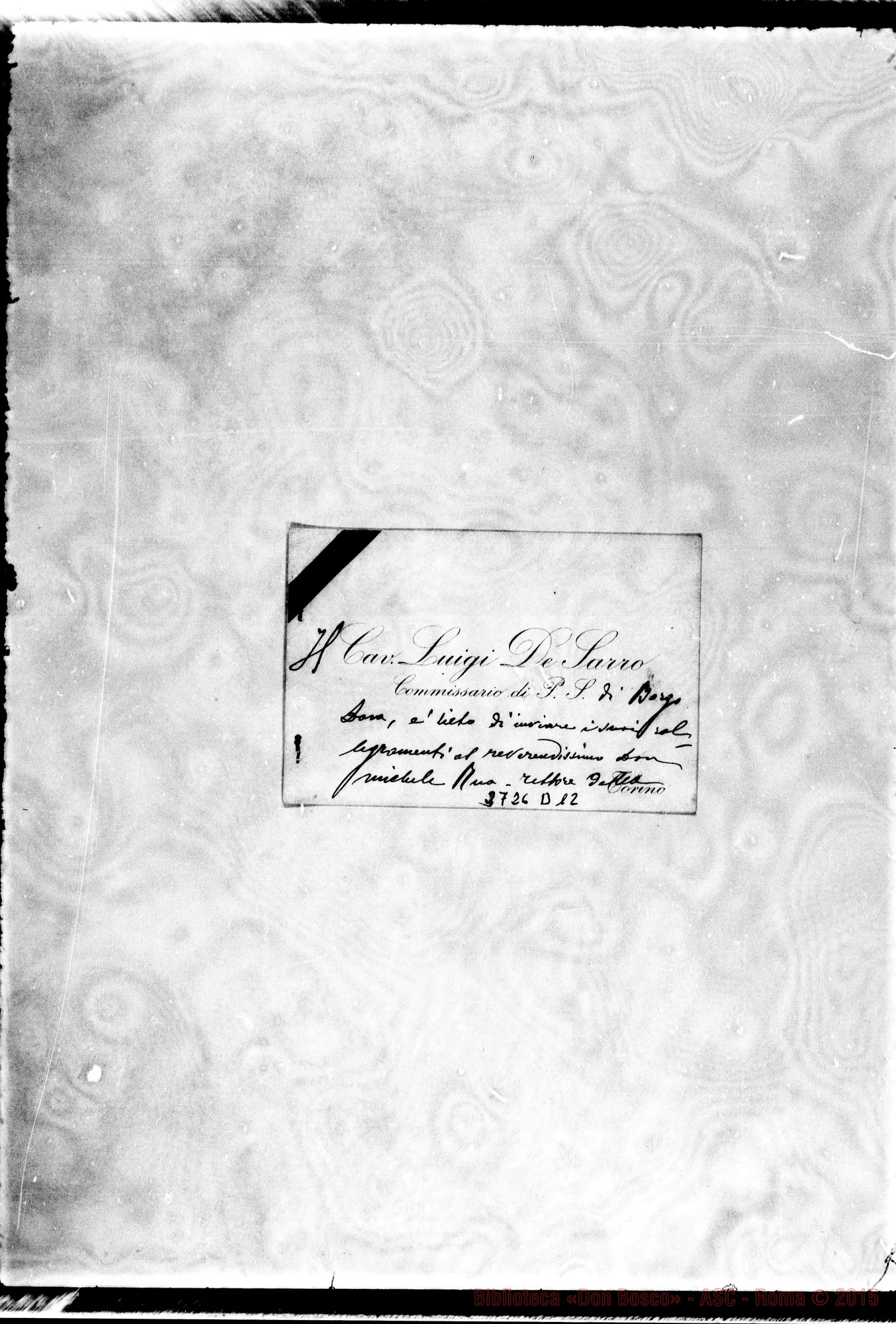Fotogramma D 12 — De Sarro Luigi, cav. Orat., 19-07-1906 Bigliettino