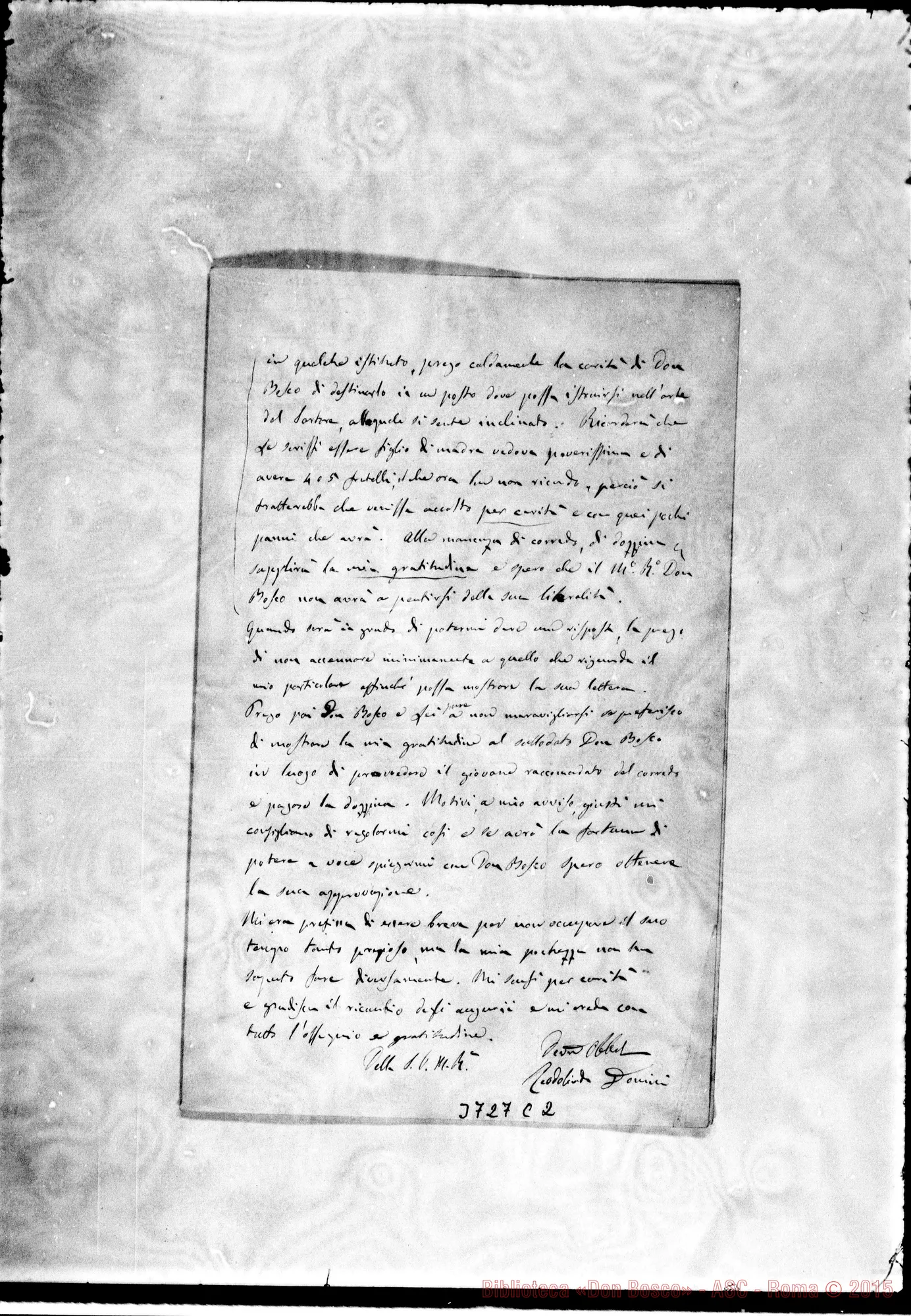 Fotogramma C 2 — Donini Teodolinda s.l. s.d. Autogr. Rua