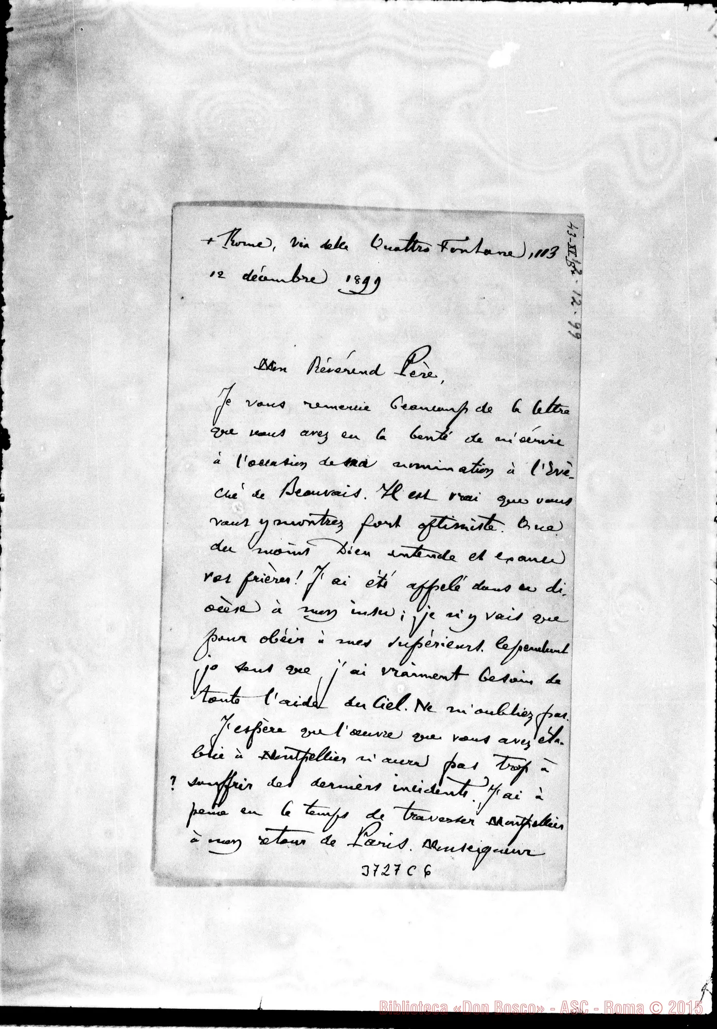 Fotogramma C 6 — Douais Costantino M., vesc. di Beauvais Roma, 12-12-1899
