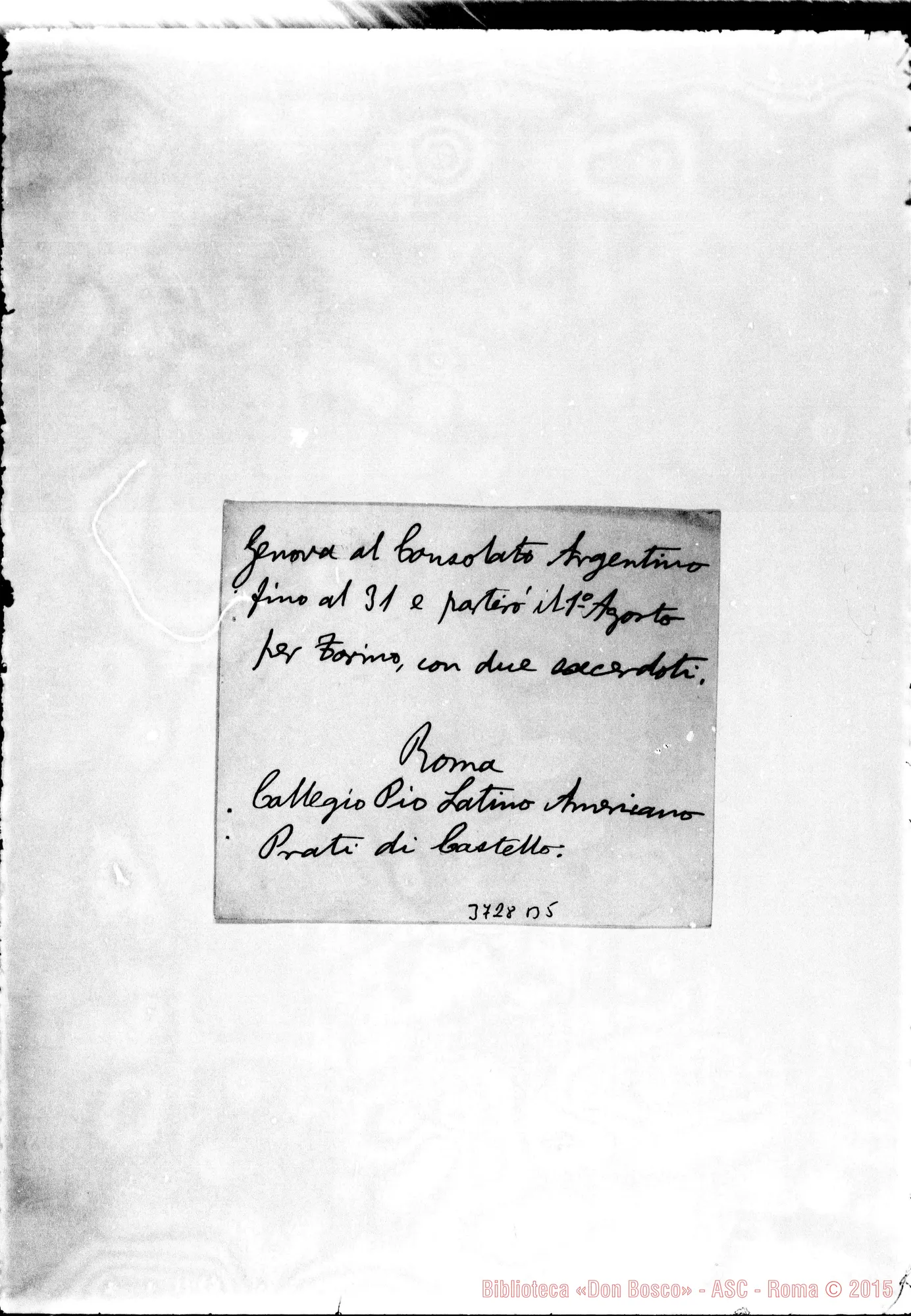 Fotogramma B 5 — Espinosa Mariano A., arciv. di Buenos A. Roma, 16-07-1905