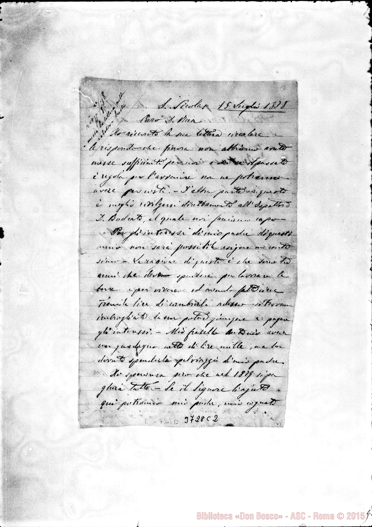 Fotogramma C 2 — « « S. Nicolás, 15-07-1878 Autogr. Rua