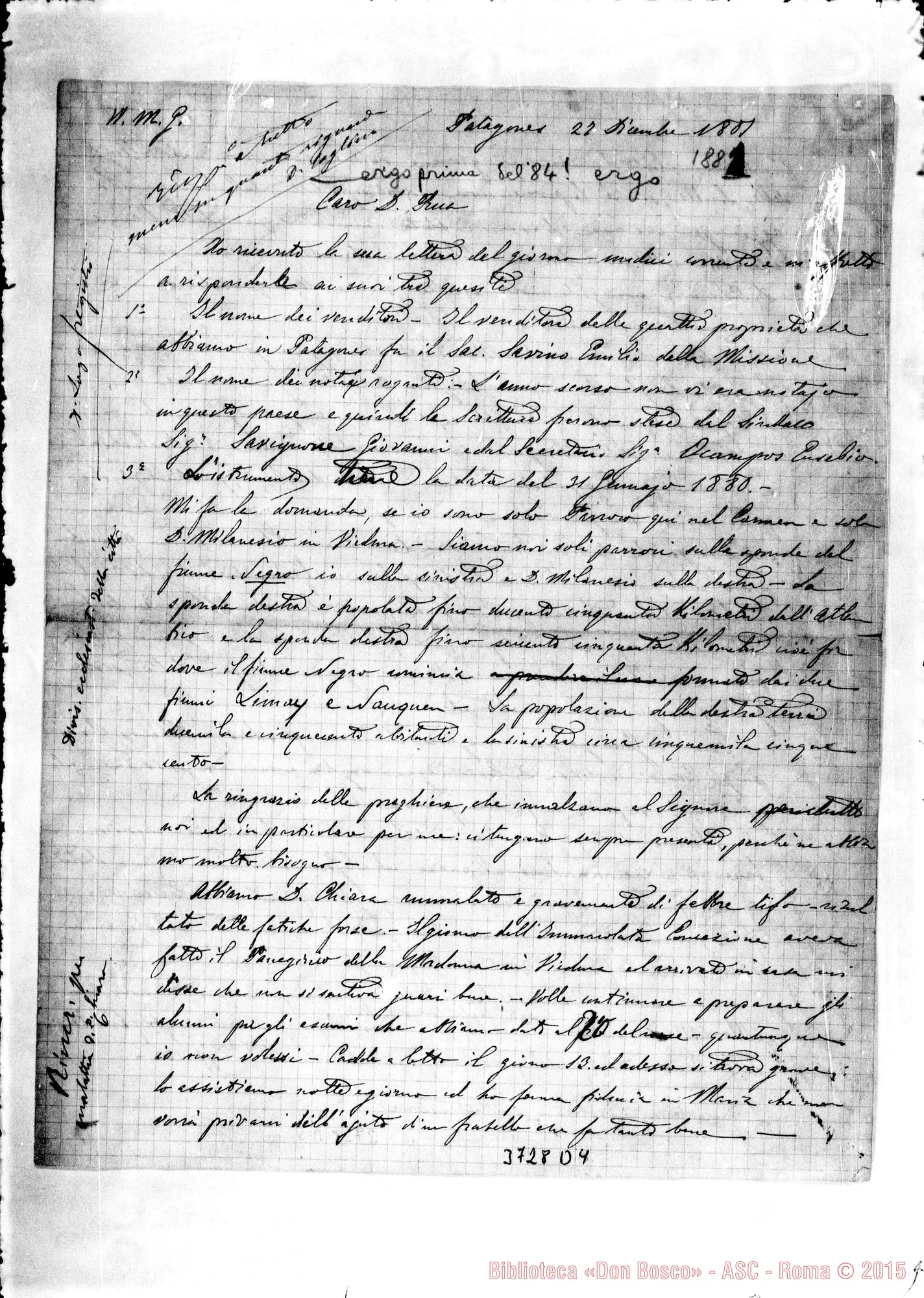 Fotogramma D 4 — « « Patagones, 27-12-1881 Autogr. Rua